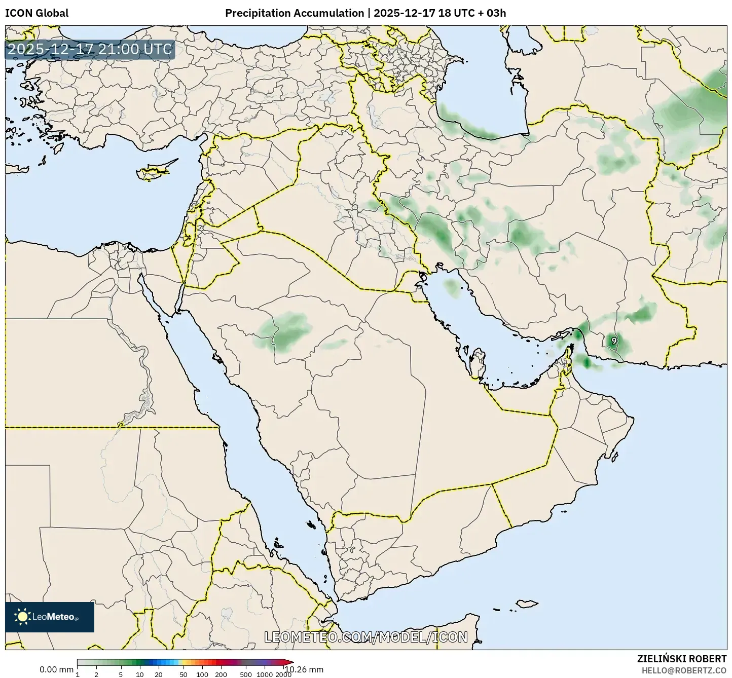 ICON model - Middle East, Precipitation Accumulation