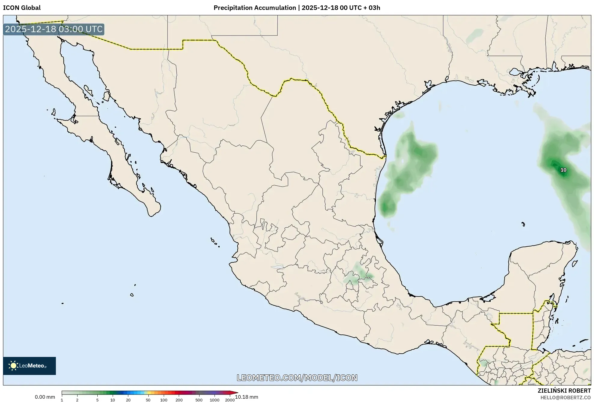 ICON model - Mexico, Precipitation Accumulation