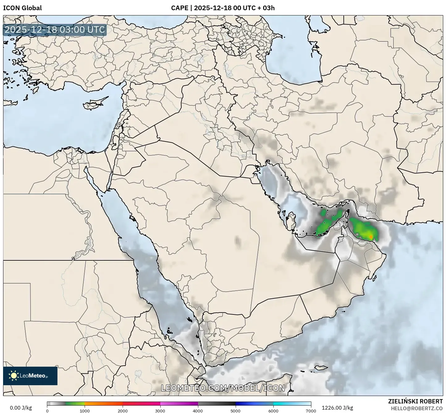 ICON model - Middle East, CAPE