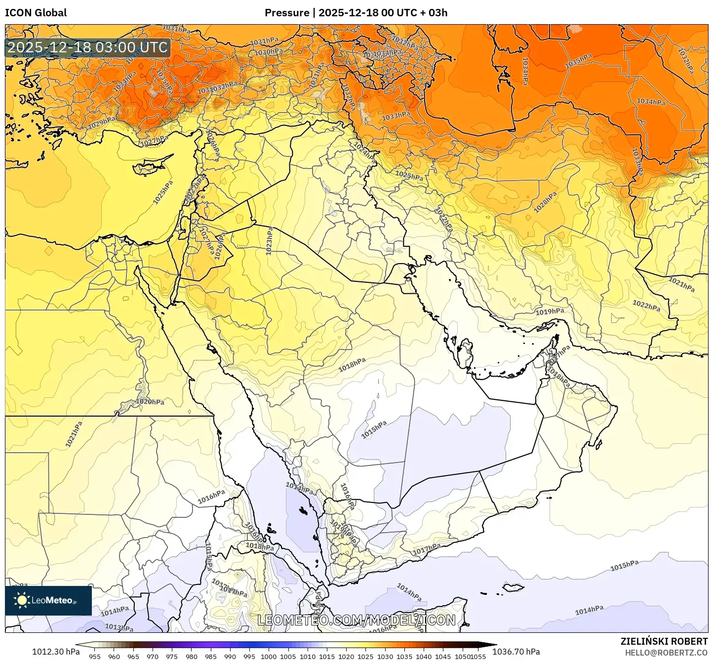 ICON model - Middle East, Pressure