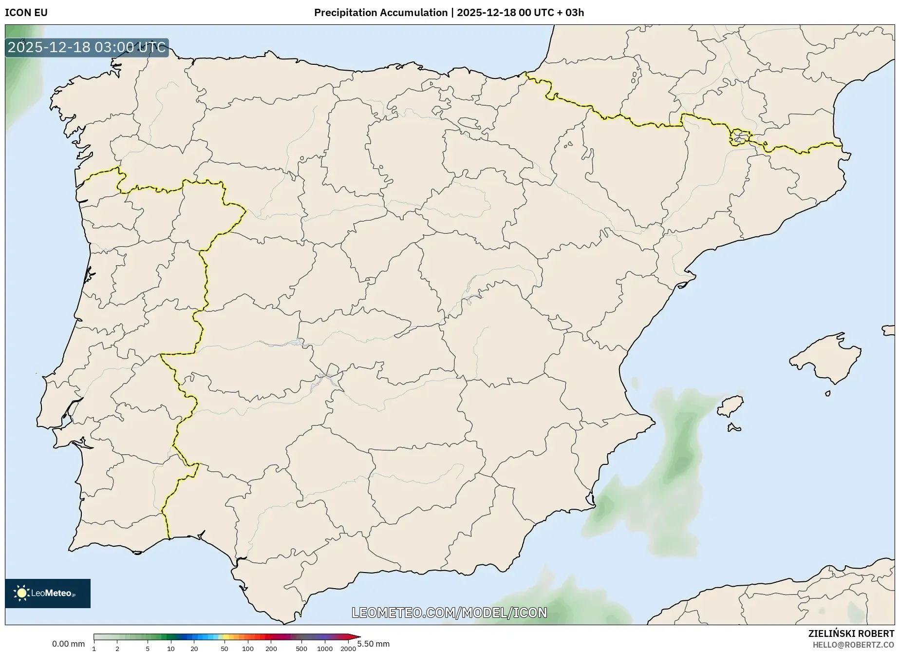 ICON model - Spain, Precipitation Accumulation