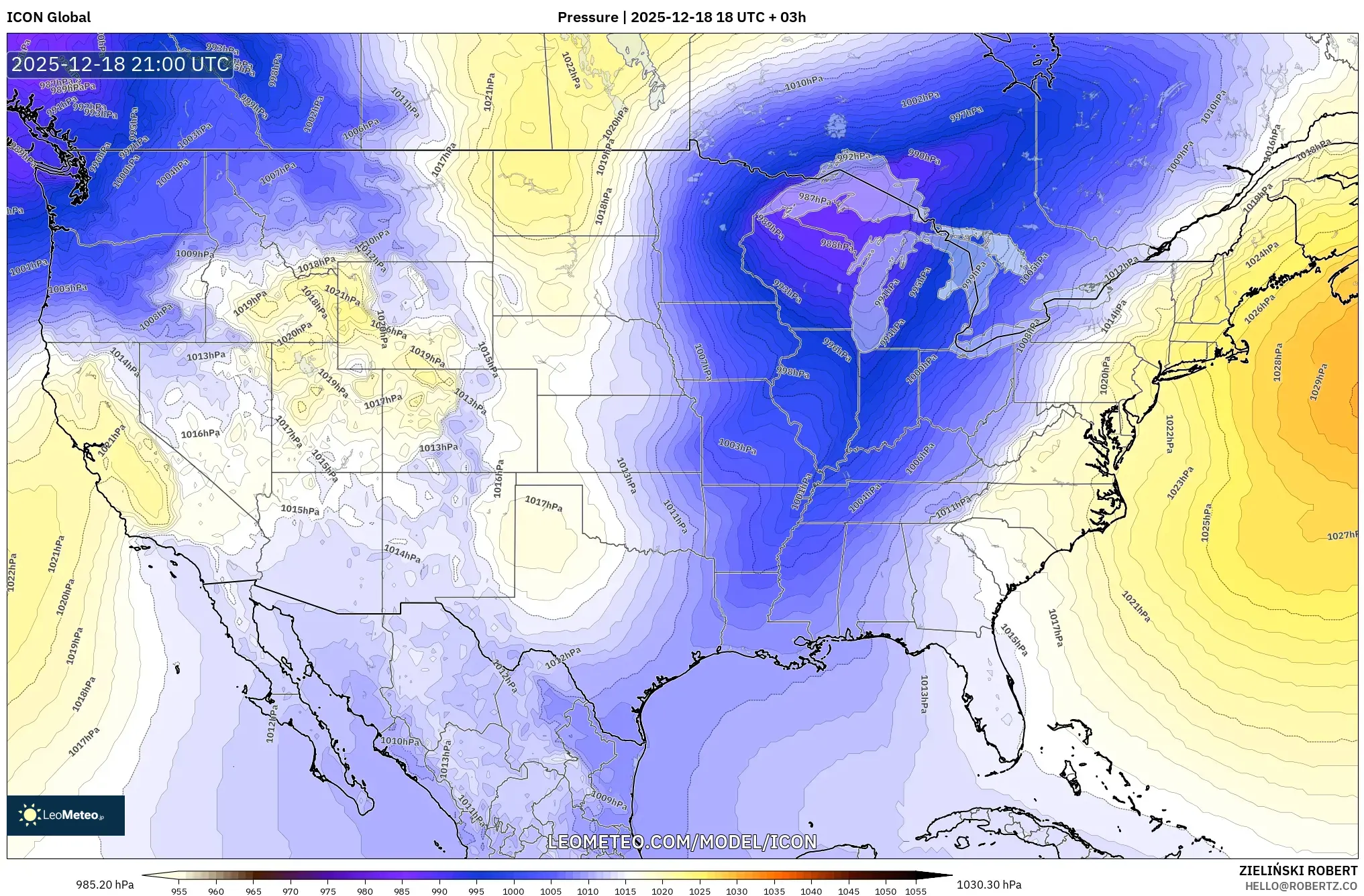 ICON model - United States, Pressure