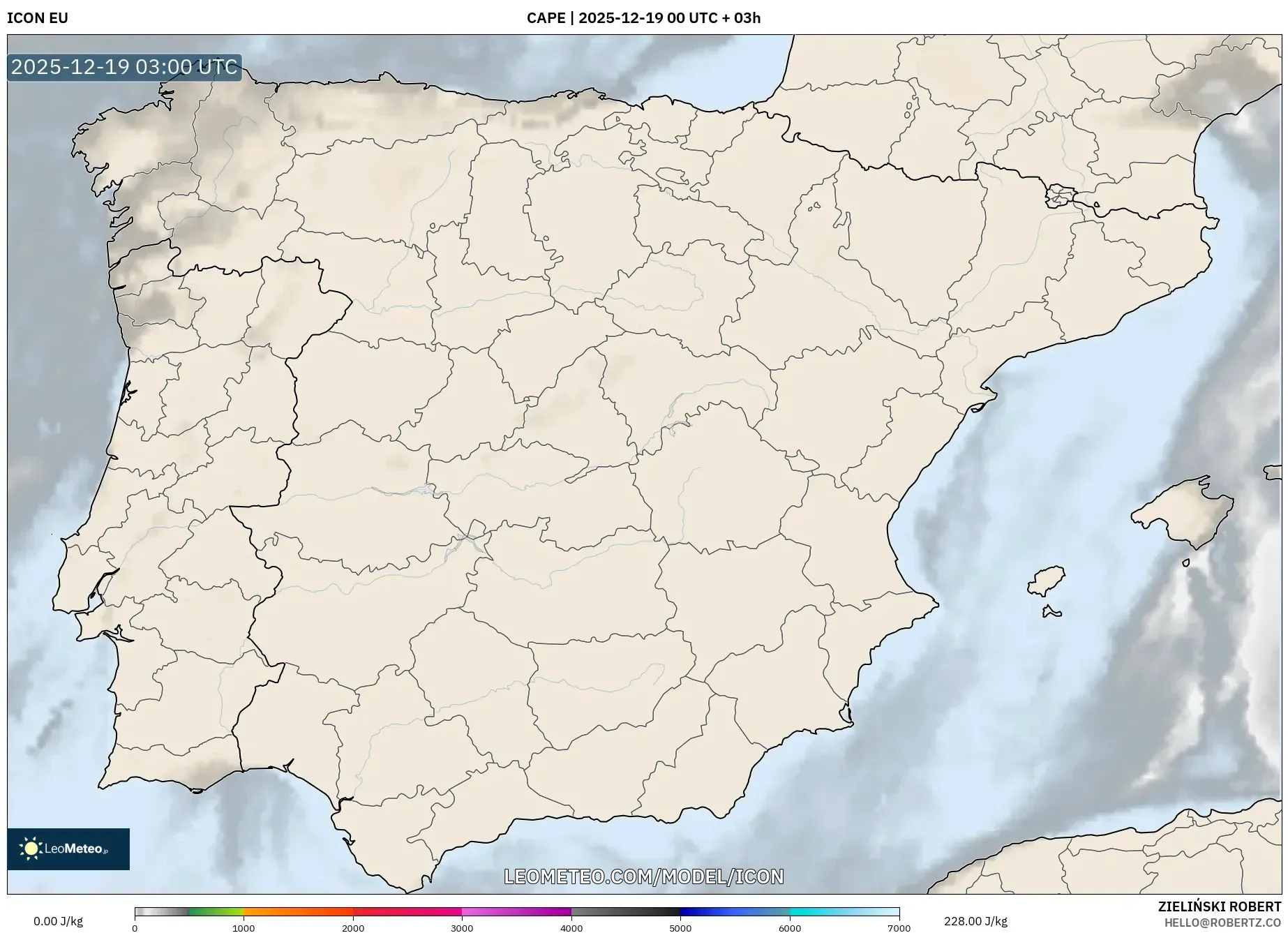 ICON model - Spain, CAPE
