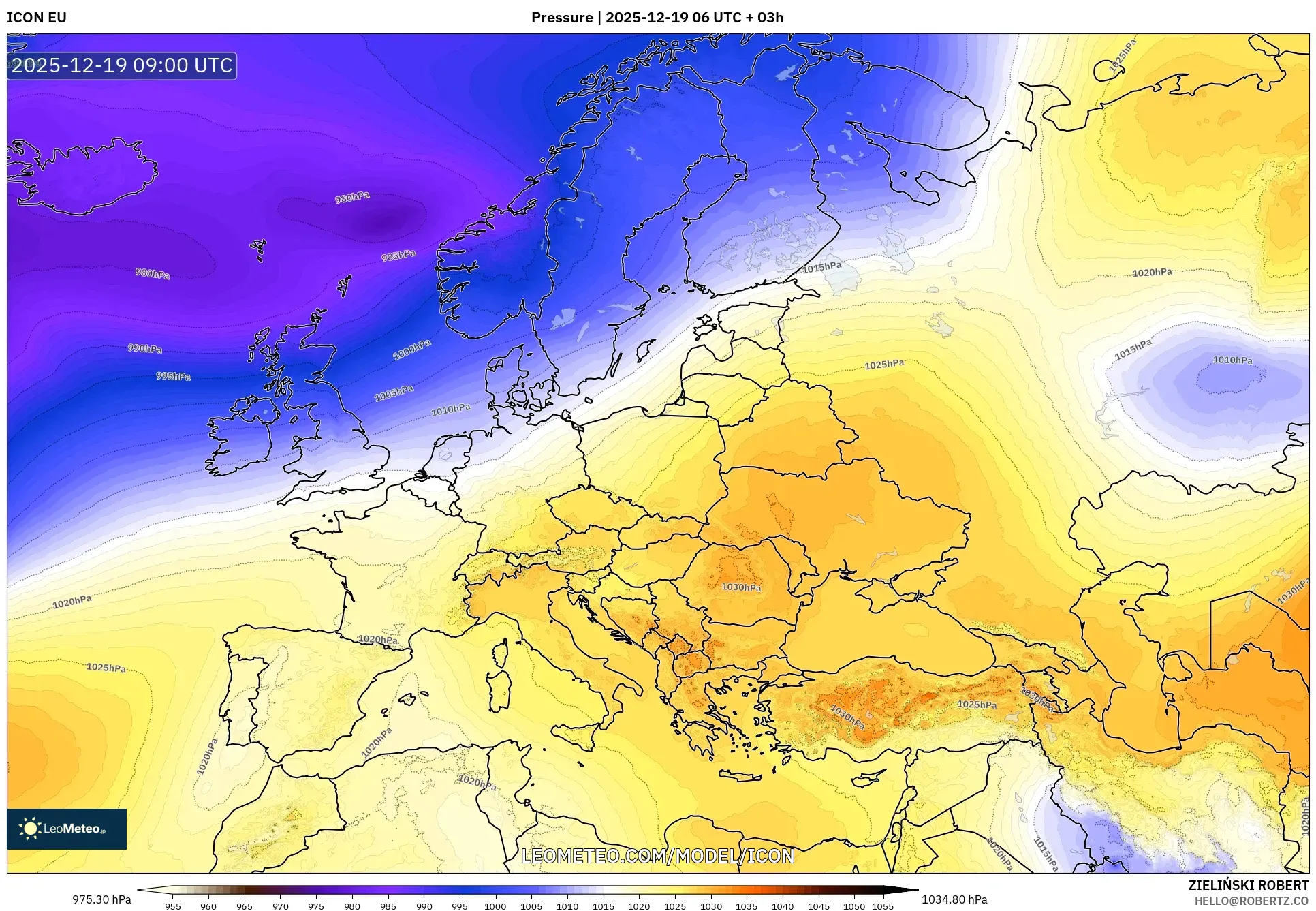 ICON model - Europe, Pressure