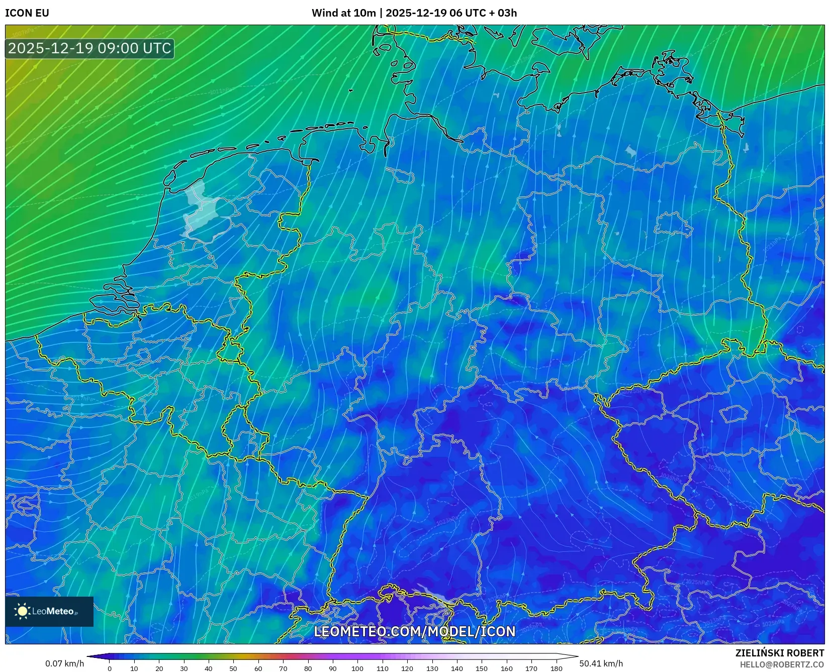 ICON model - Germany, Wind at 10m