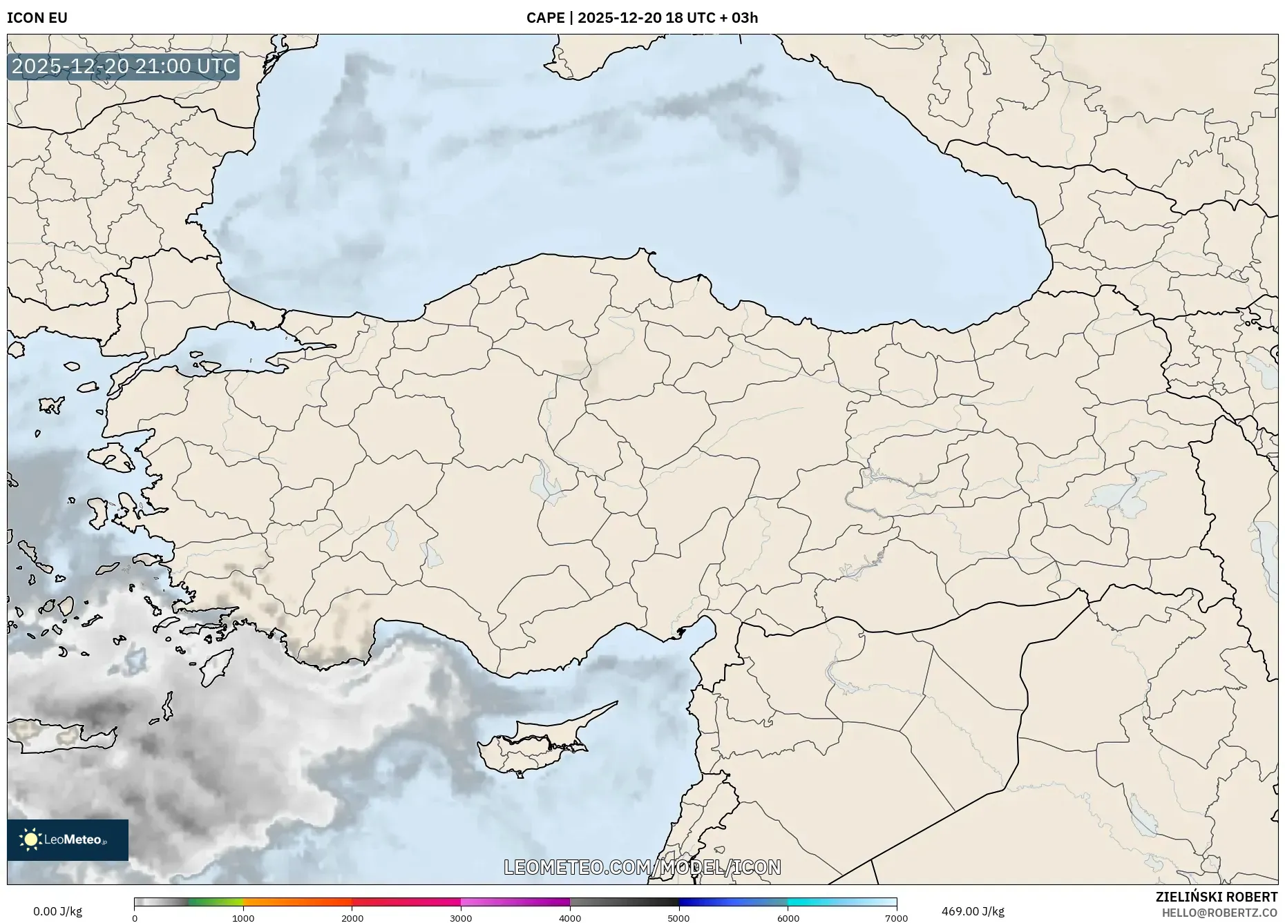 ICON model - Turkey, CAPE