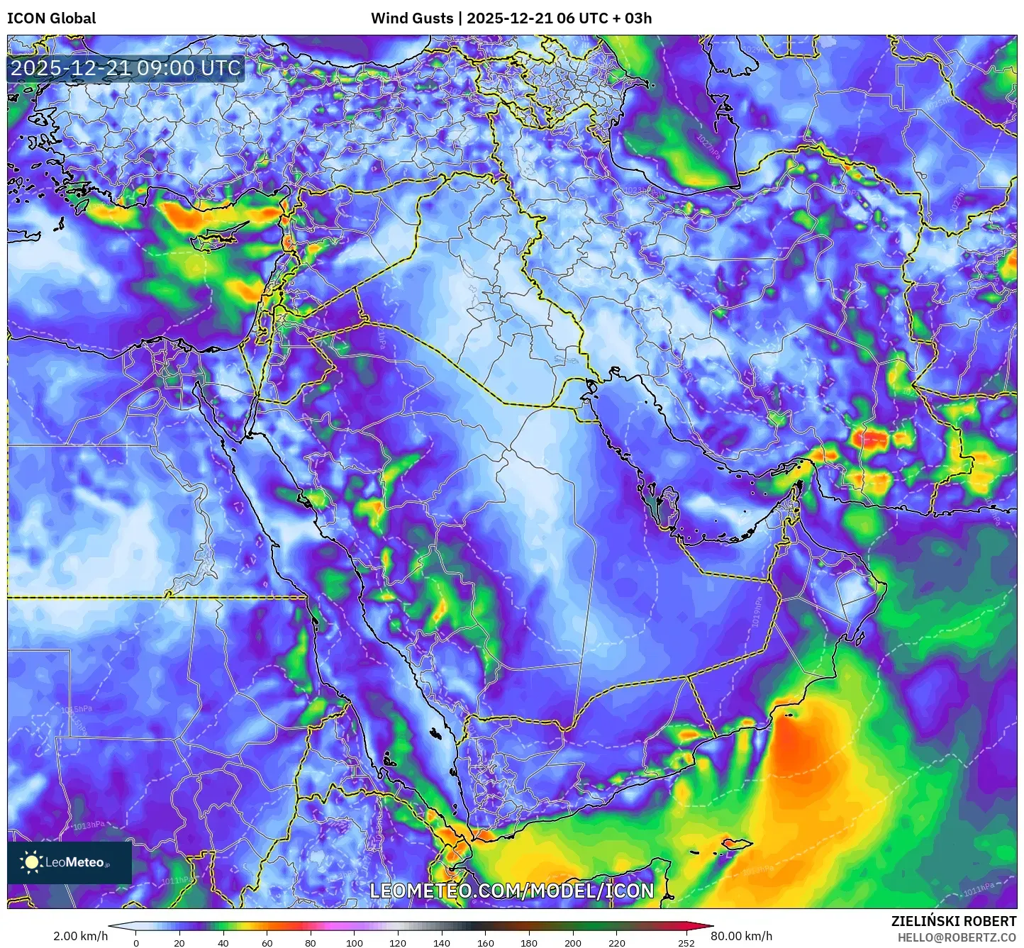 ICON model - Middle East, Wind Gusts