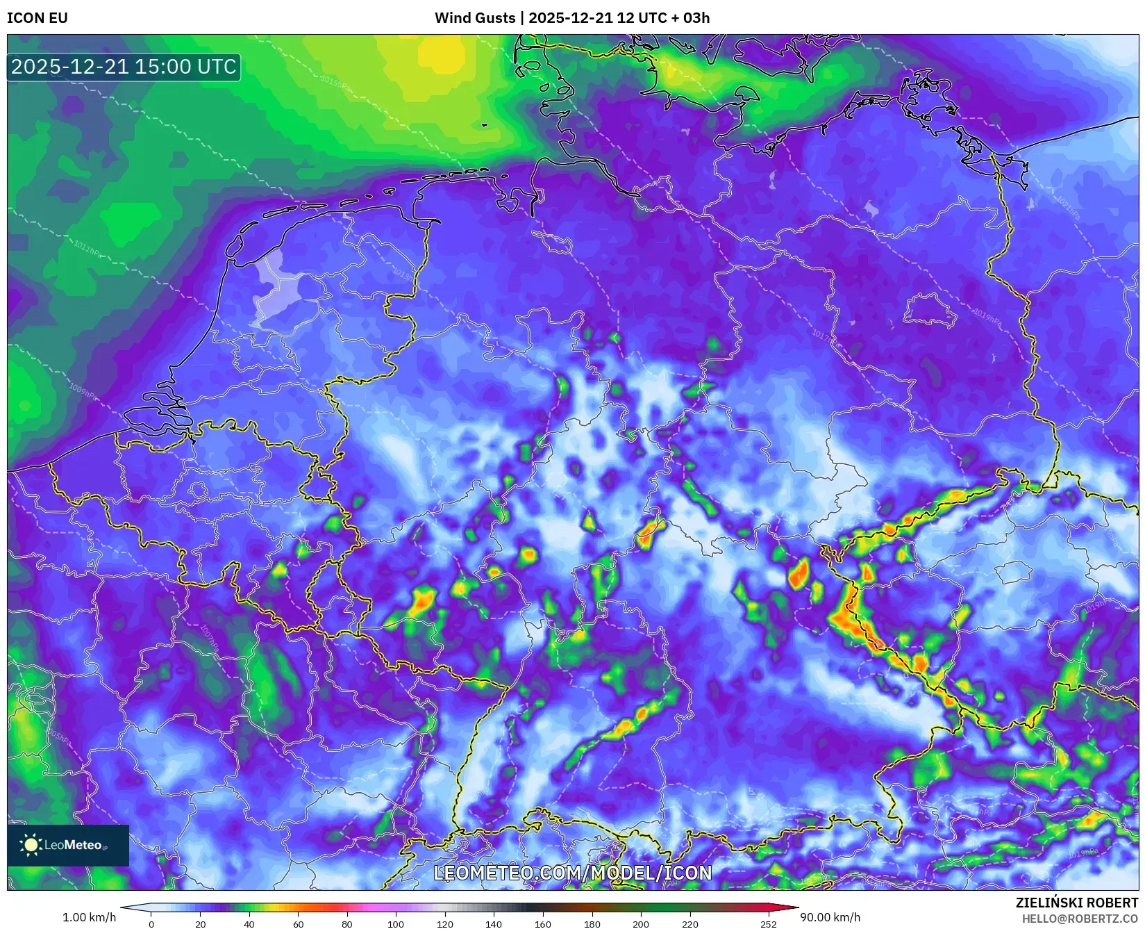 ICON model - Germany, Wind Gusts