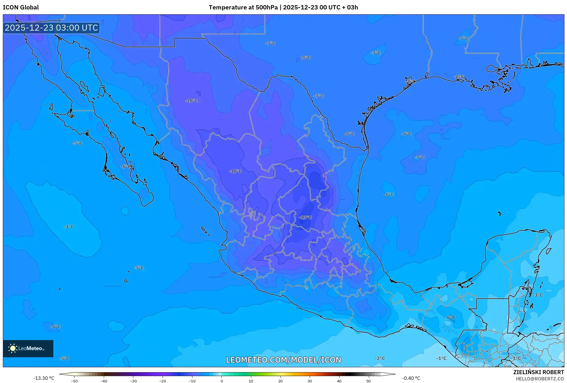 ICON model - Mexico, Temperature at 500hPa