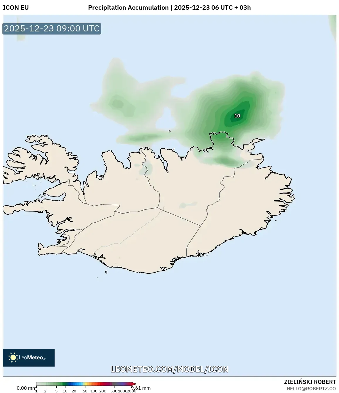 ICON model - Iceland, Precipitation Accumulation