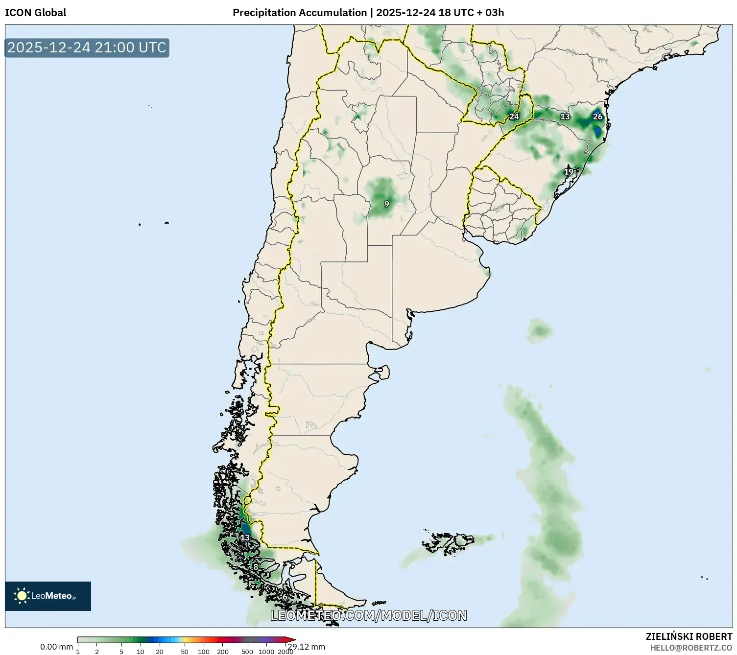 ICON model - Argentina, Precipitation Accumulation