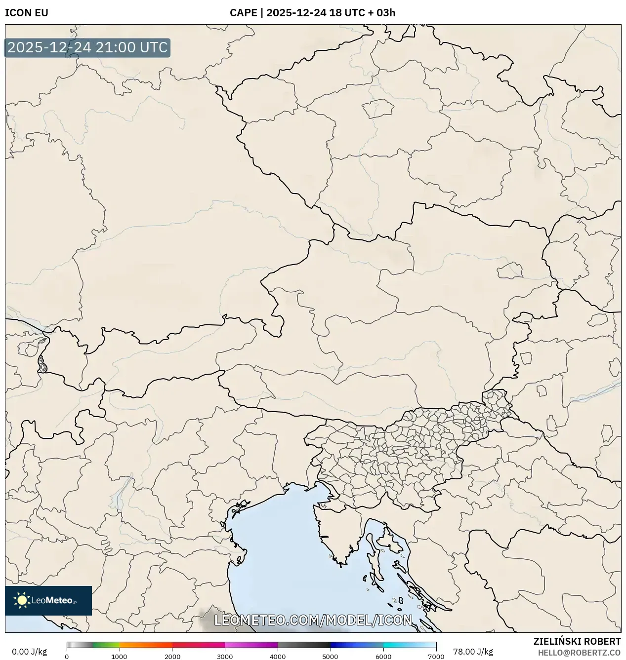 ICON model - Austria, CAPE