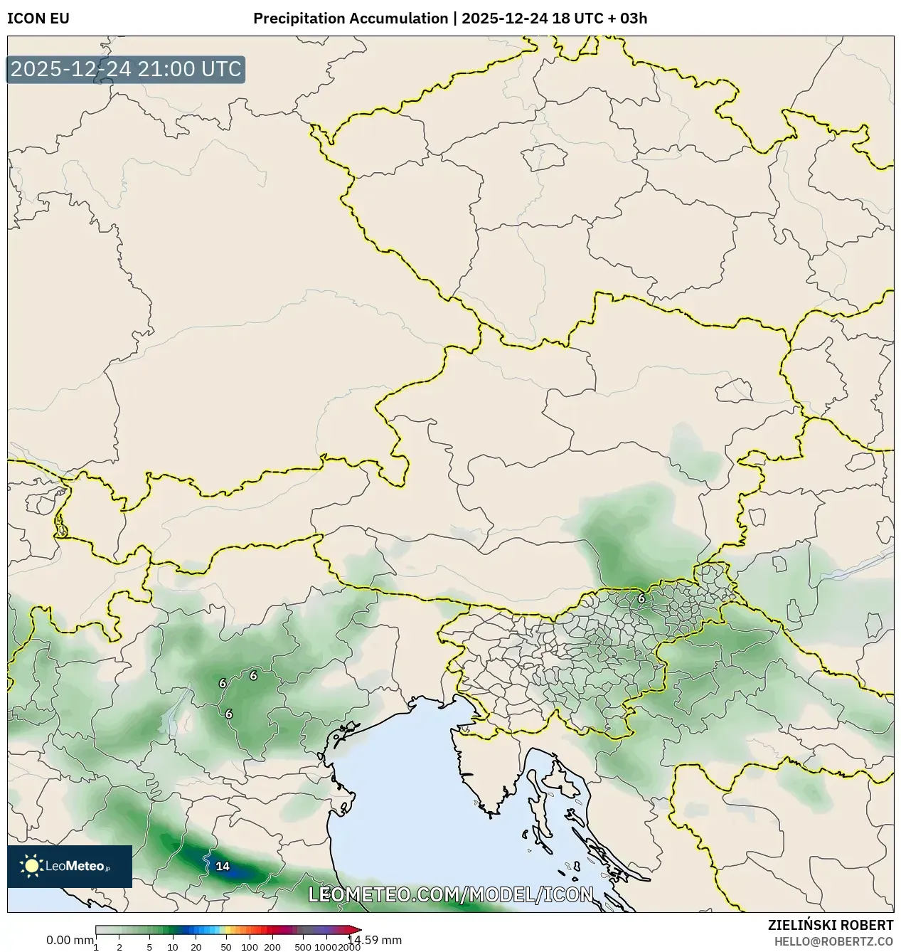 ICON model - Austria, Precipitation Accumulation