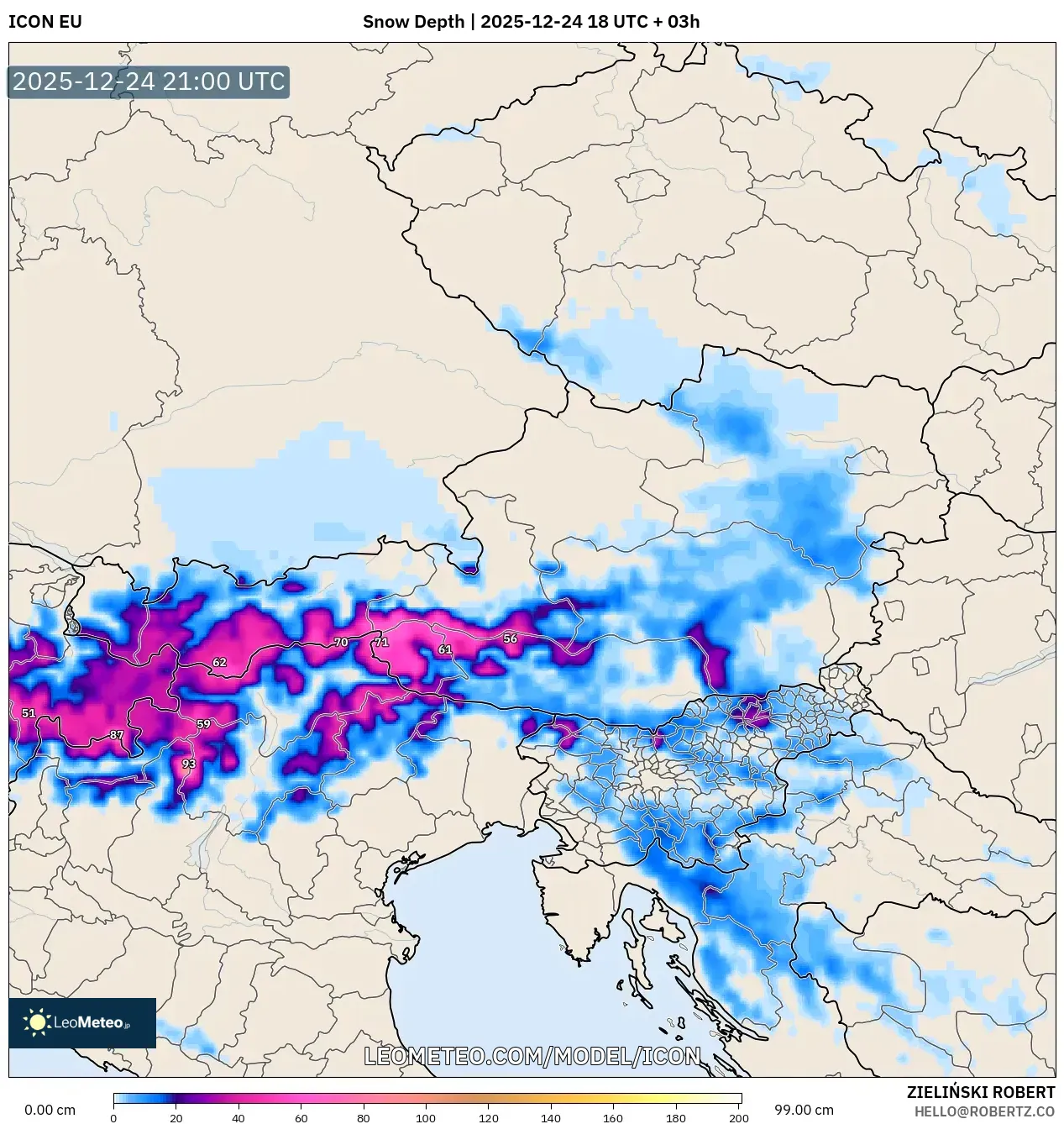ICON model - Austria, Snow Depth