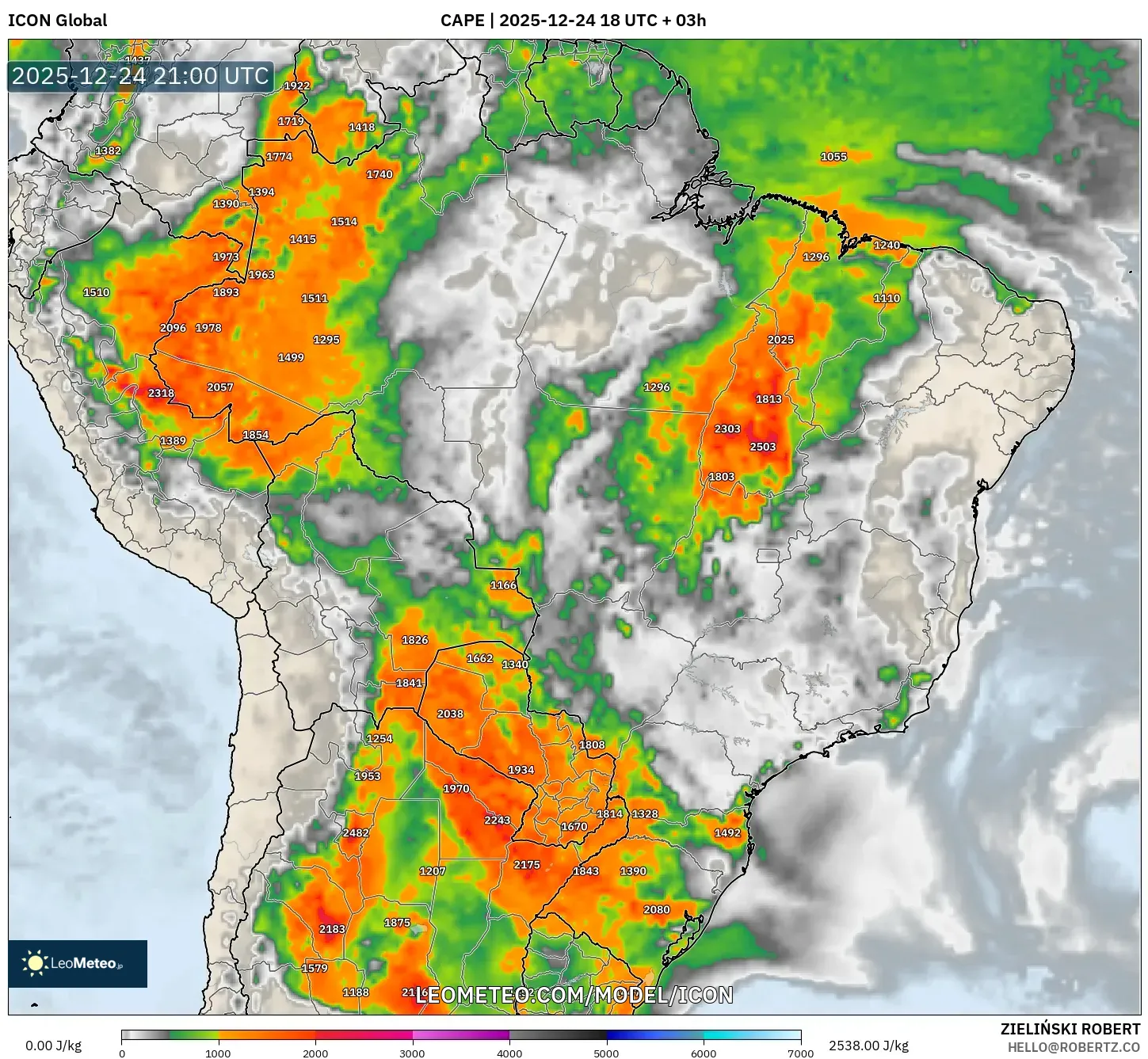 ICON model - Brazil, CAPE
