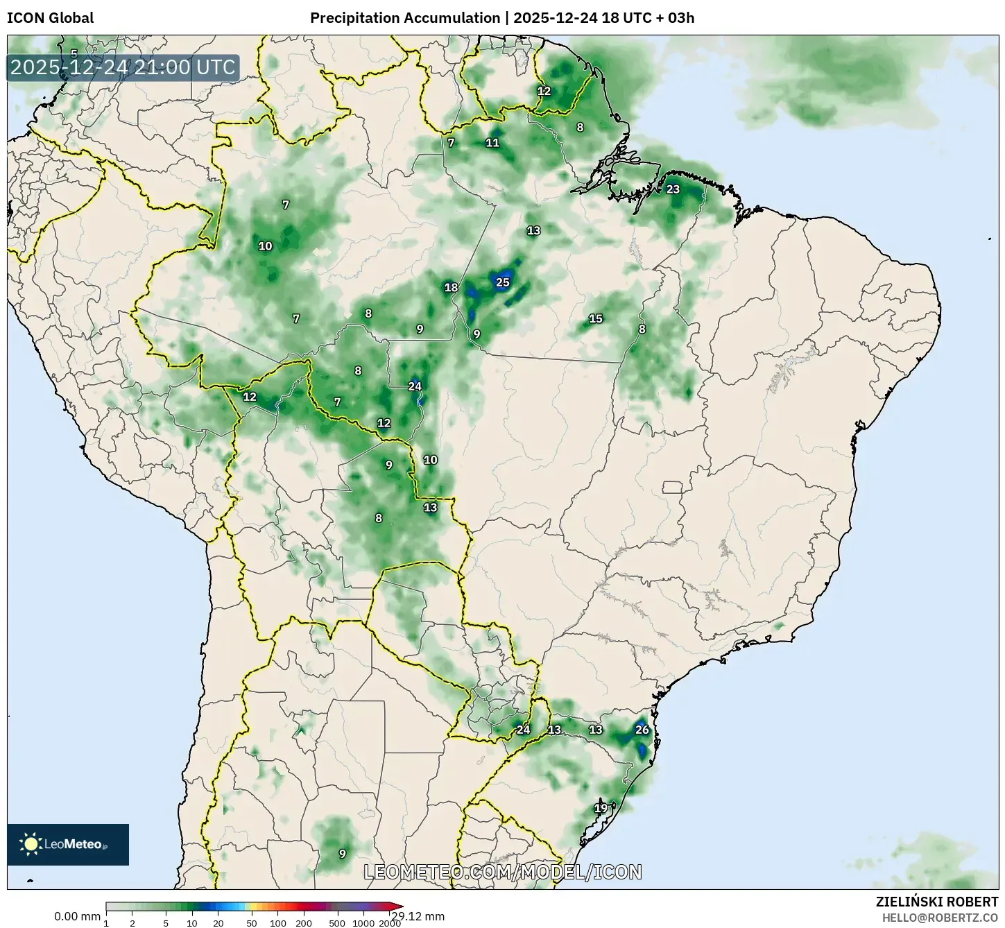 ICON model - Brazil, Precipitation Accumulation