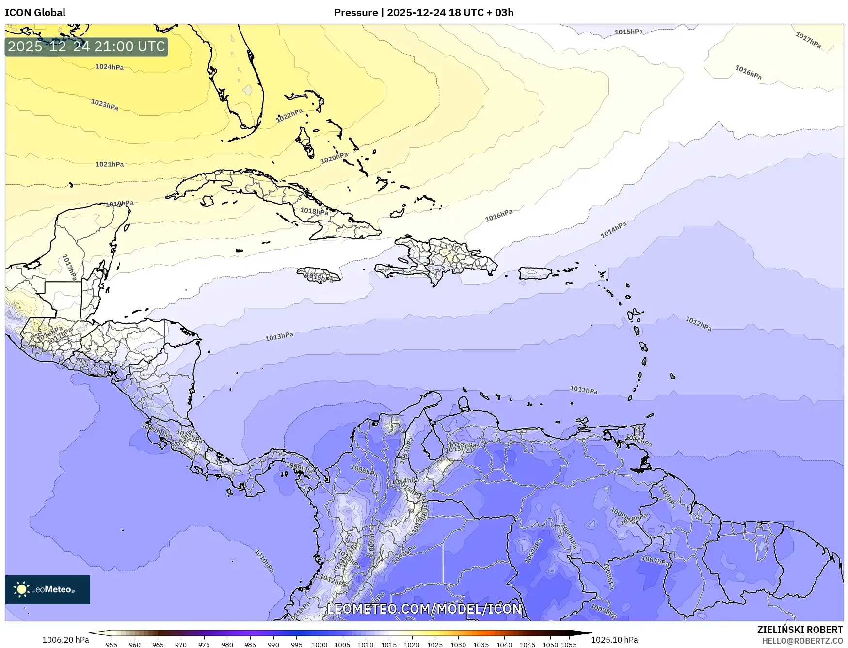ICON model - Caribbean, Pressure