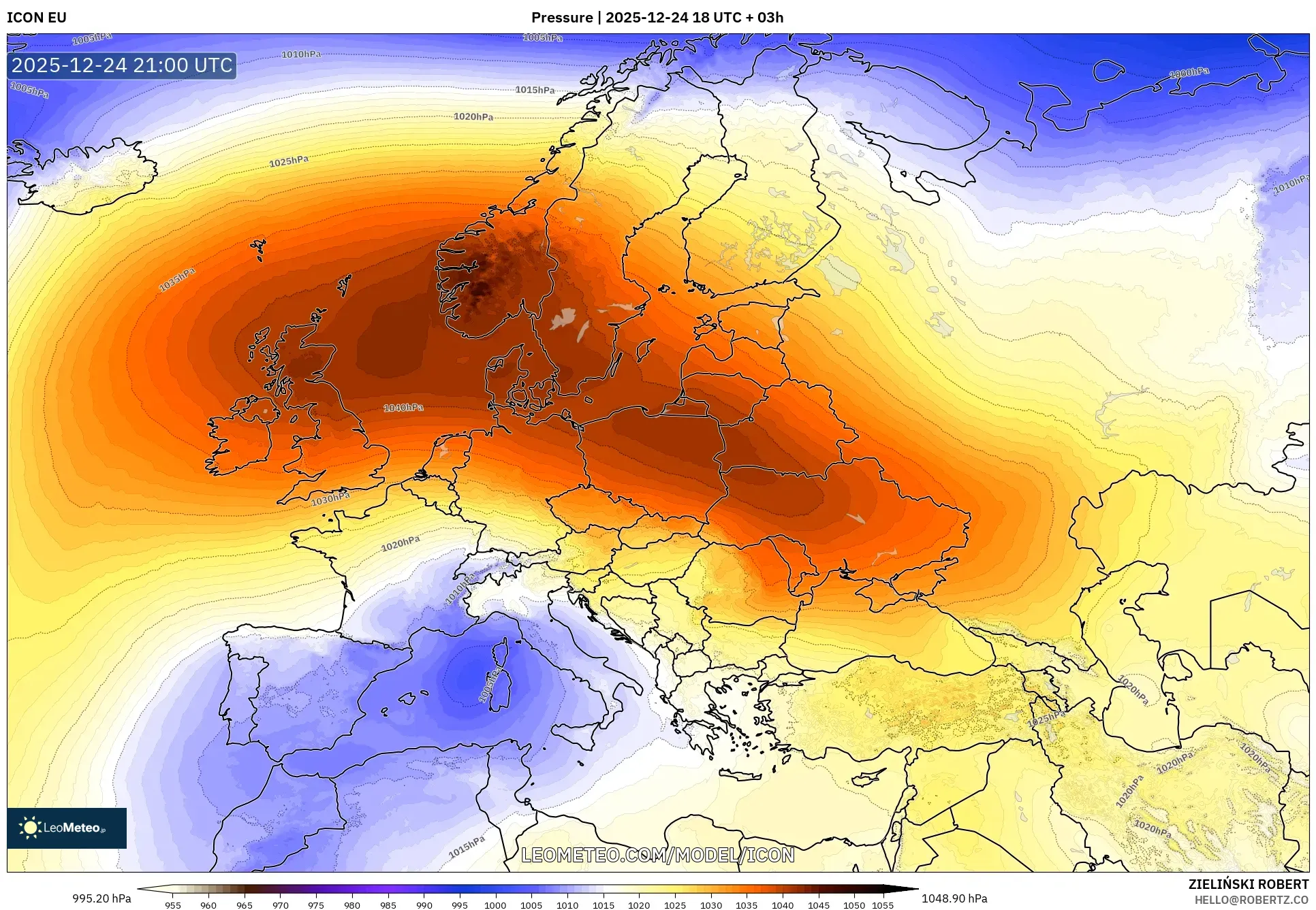 ICON model - Europe, Pressure