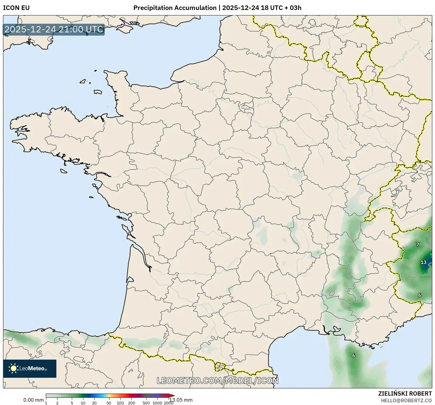 ICON model - France, Precipitation Accumulation
