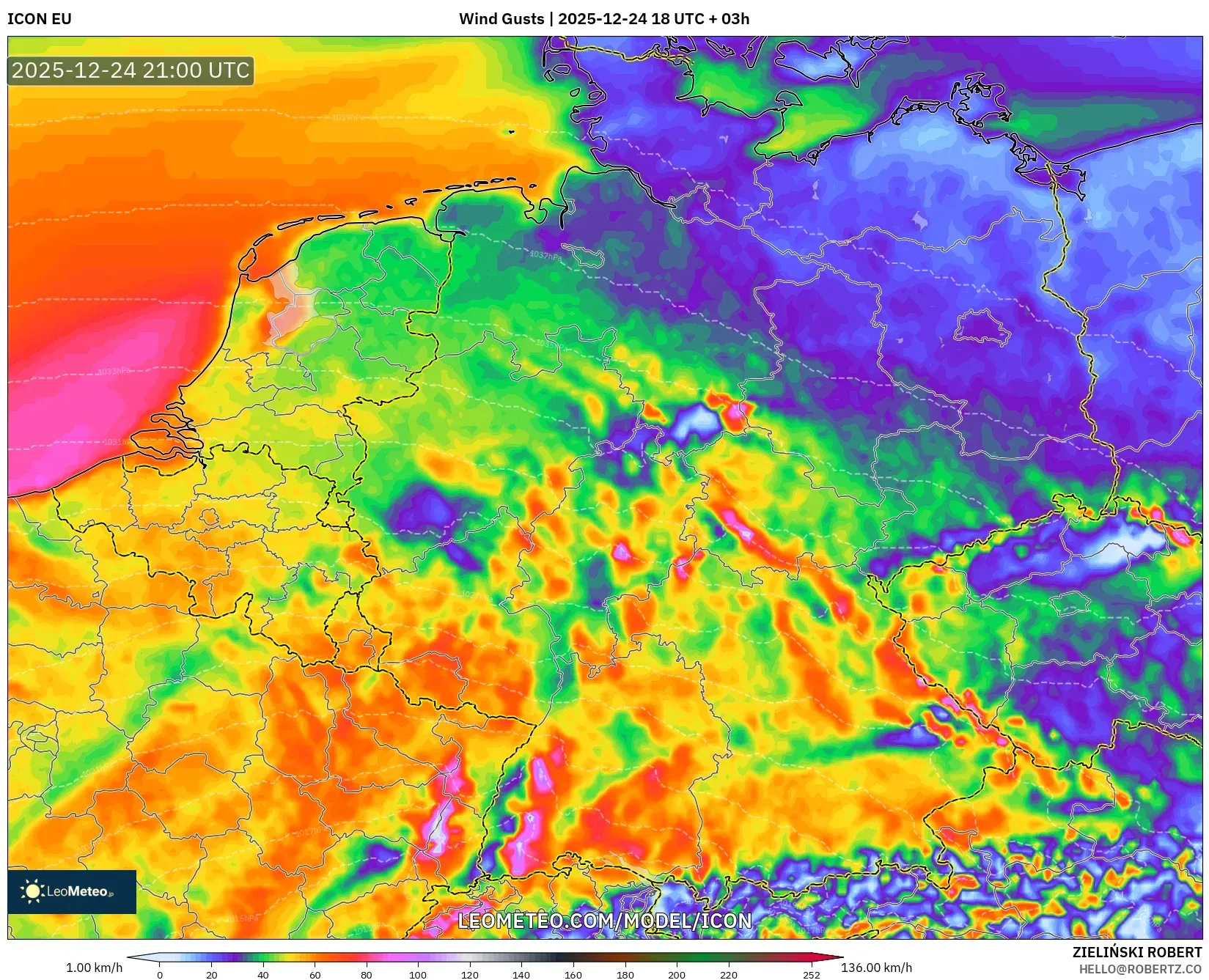ICON model - Germany, Wind Gusts