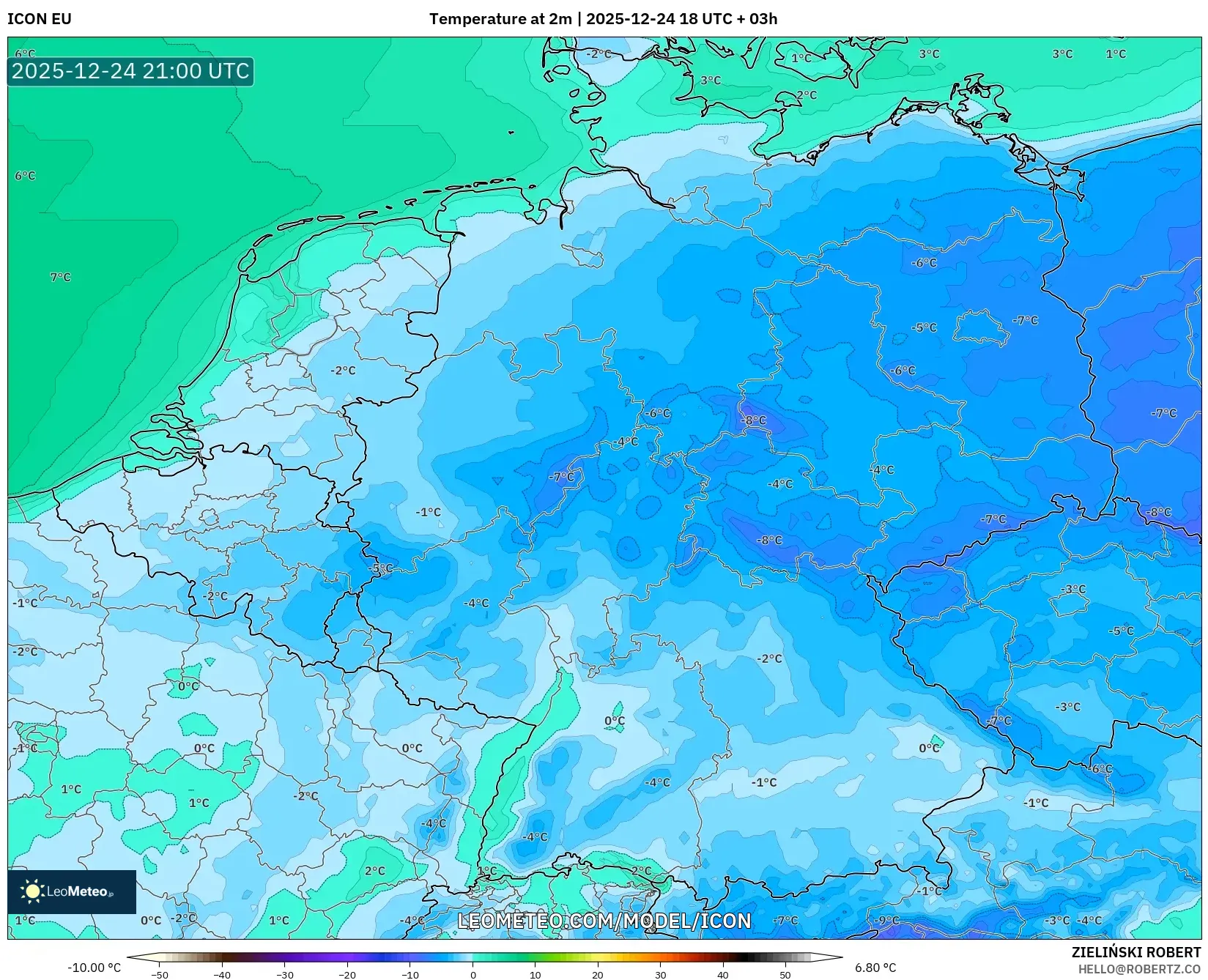ICON model - Germany, Temperature at 2m