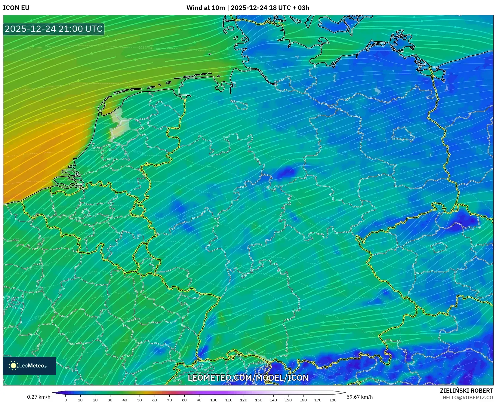 ICON model - Germany, Wind at 10m
