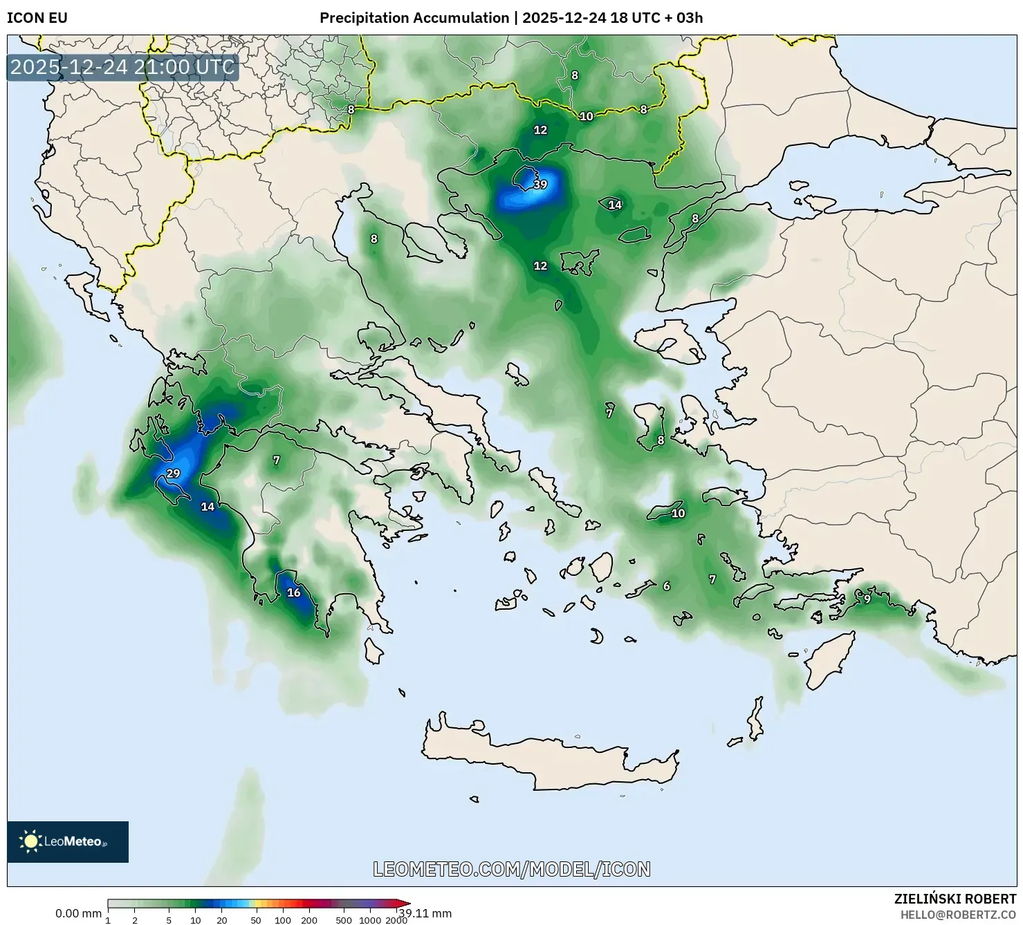 ICON model - Greece, Precipitation Accumulation