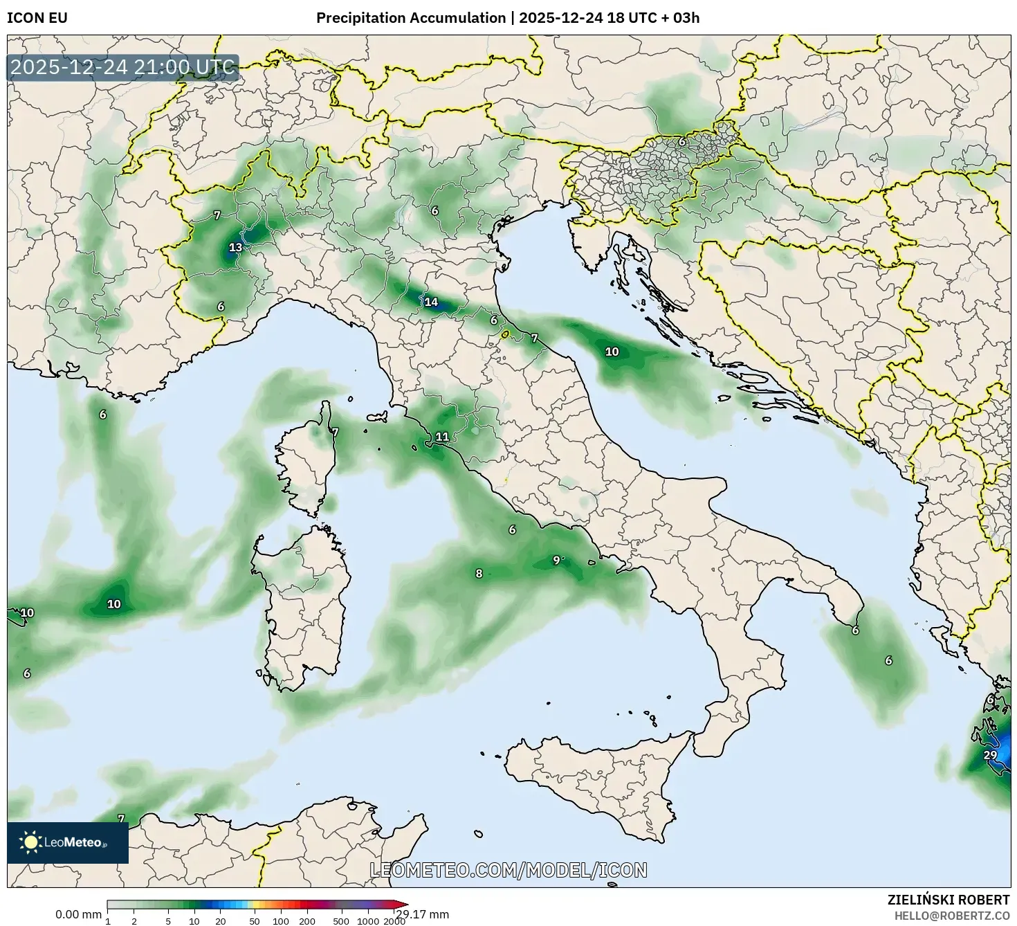 ICON model - Italy, Precipitation Accumulation