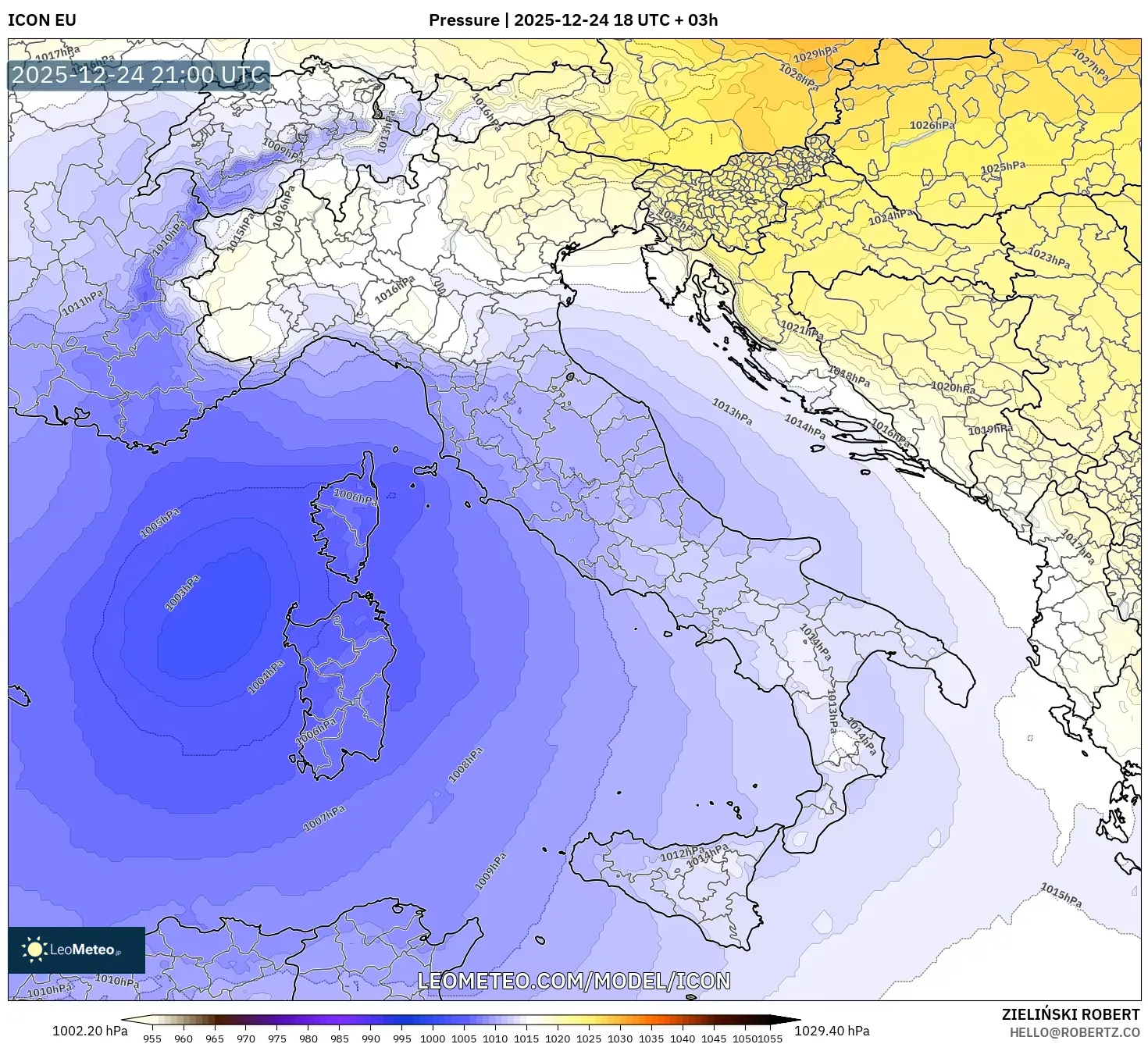 ICON model - Italy, Pressure
