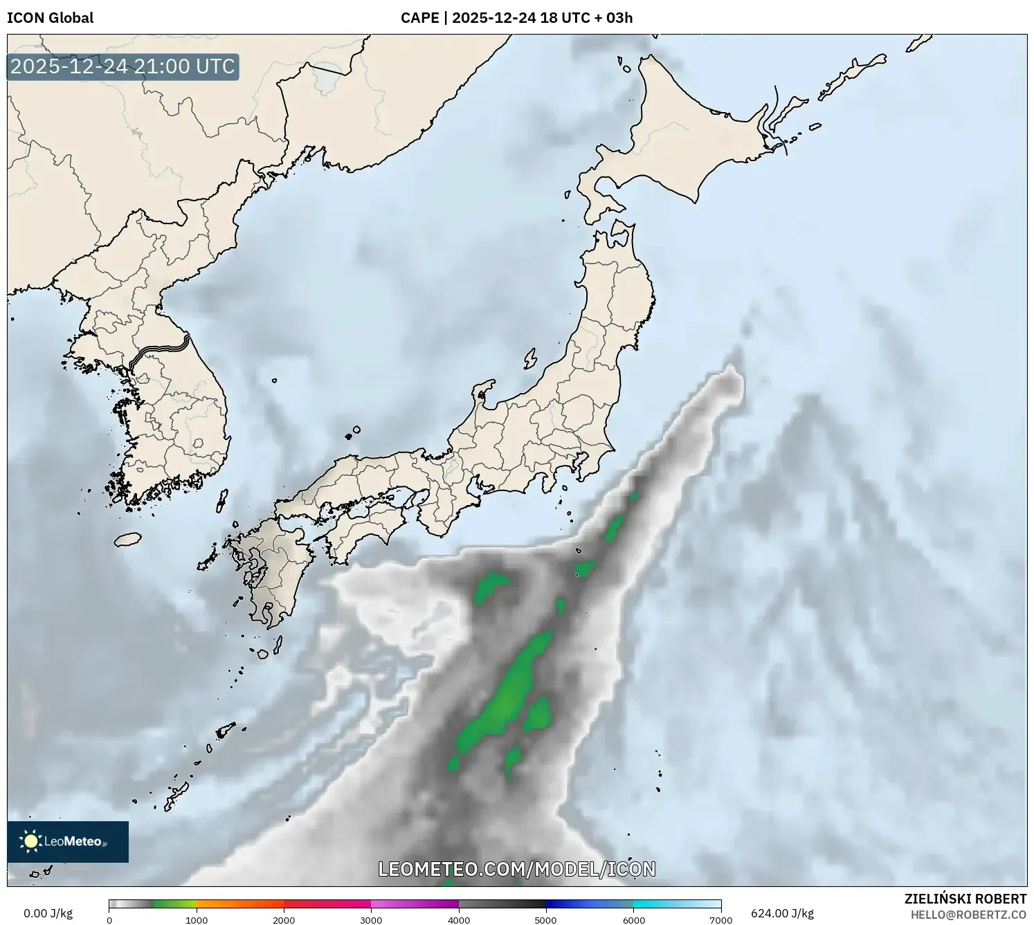 ICON model - Japan, CAPE