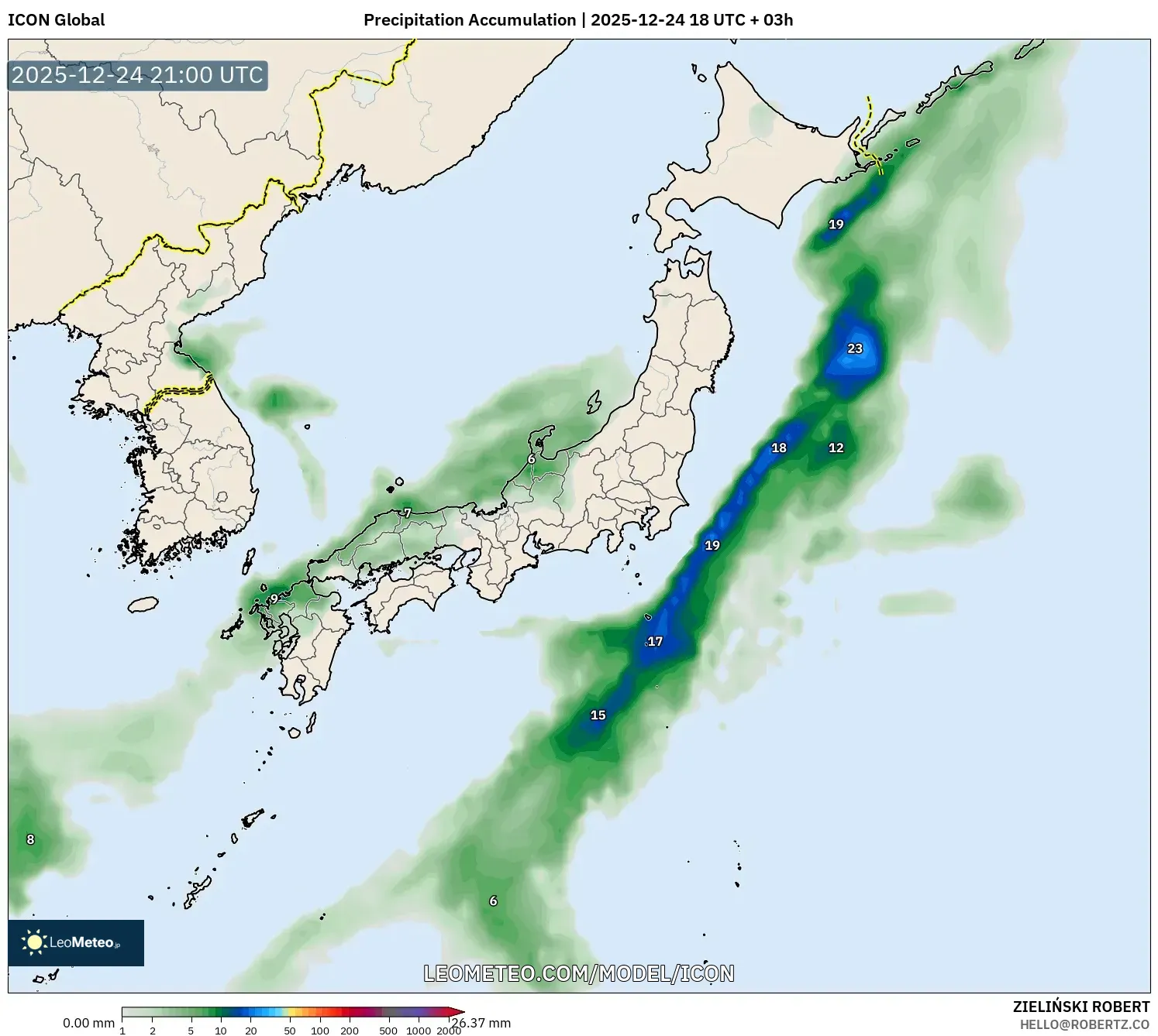 ICON model - Japan, Precipitation Accumulation