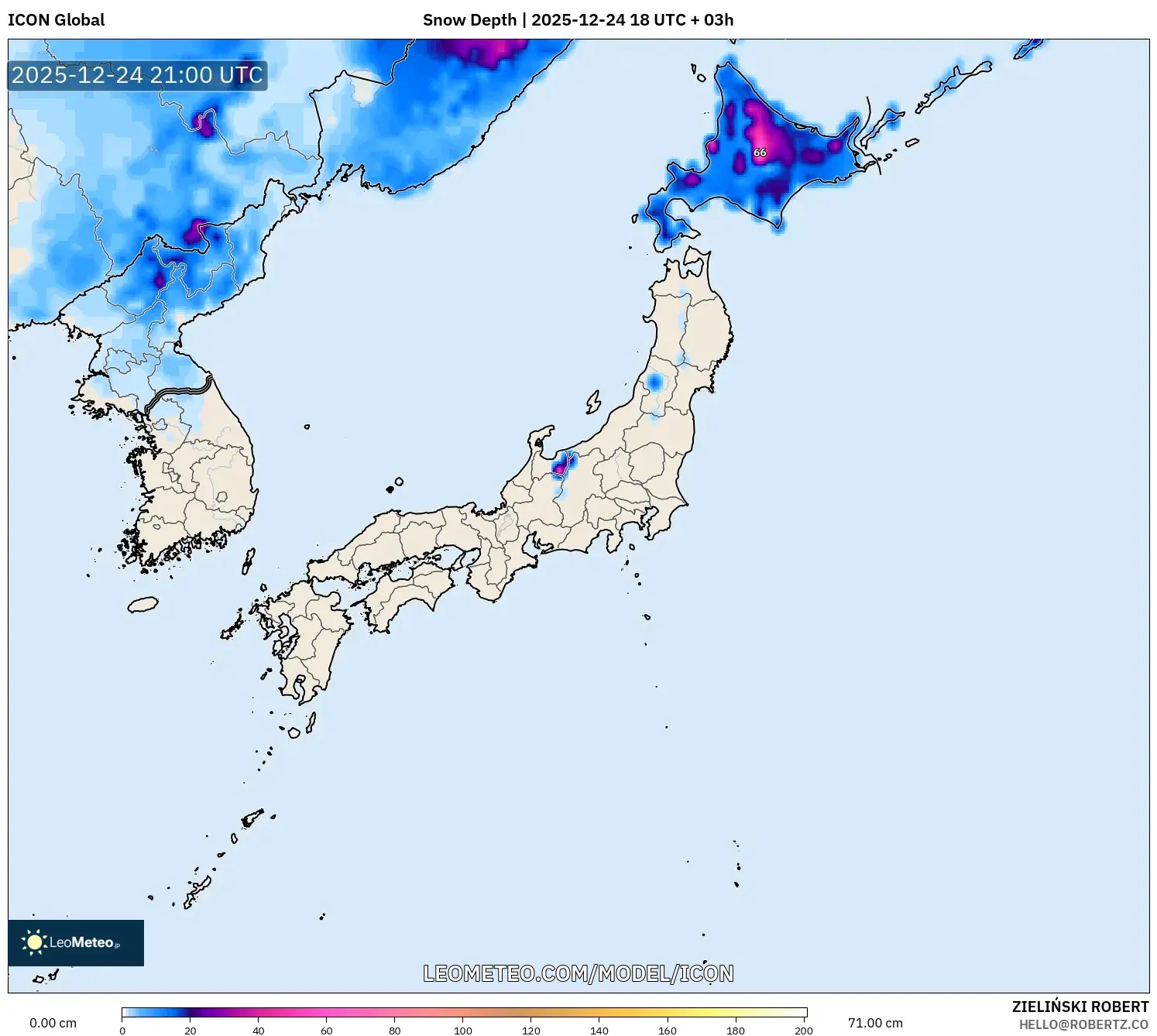 ICON model - Japan, Snow Depth