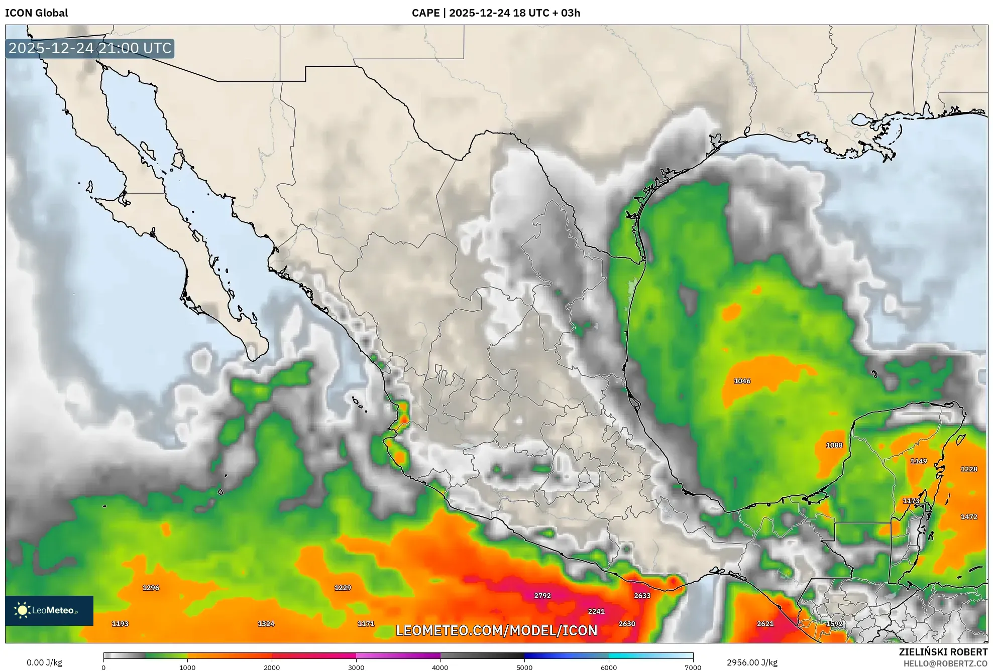 ICON model - Mexico, CAPE