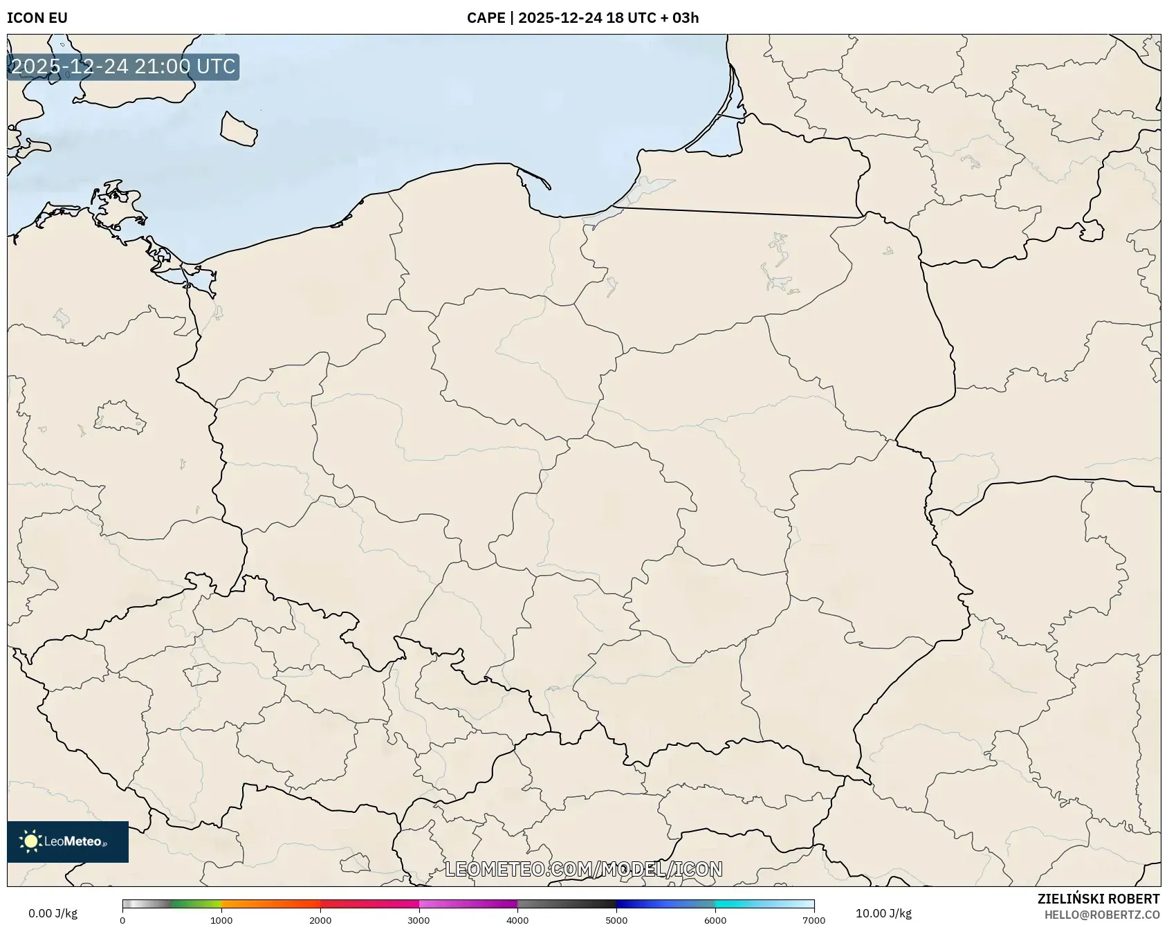 ICON model - Poland, CAPE