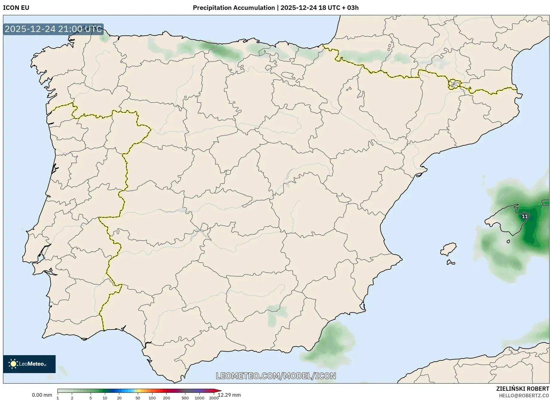 ICON model - Spain, Precipitation Accumulation