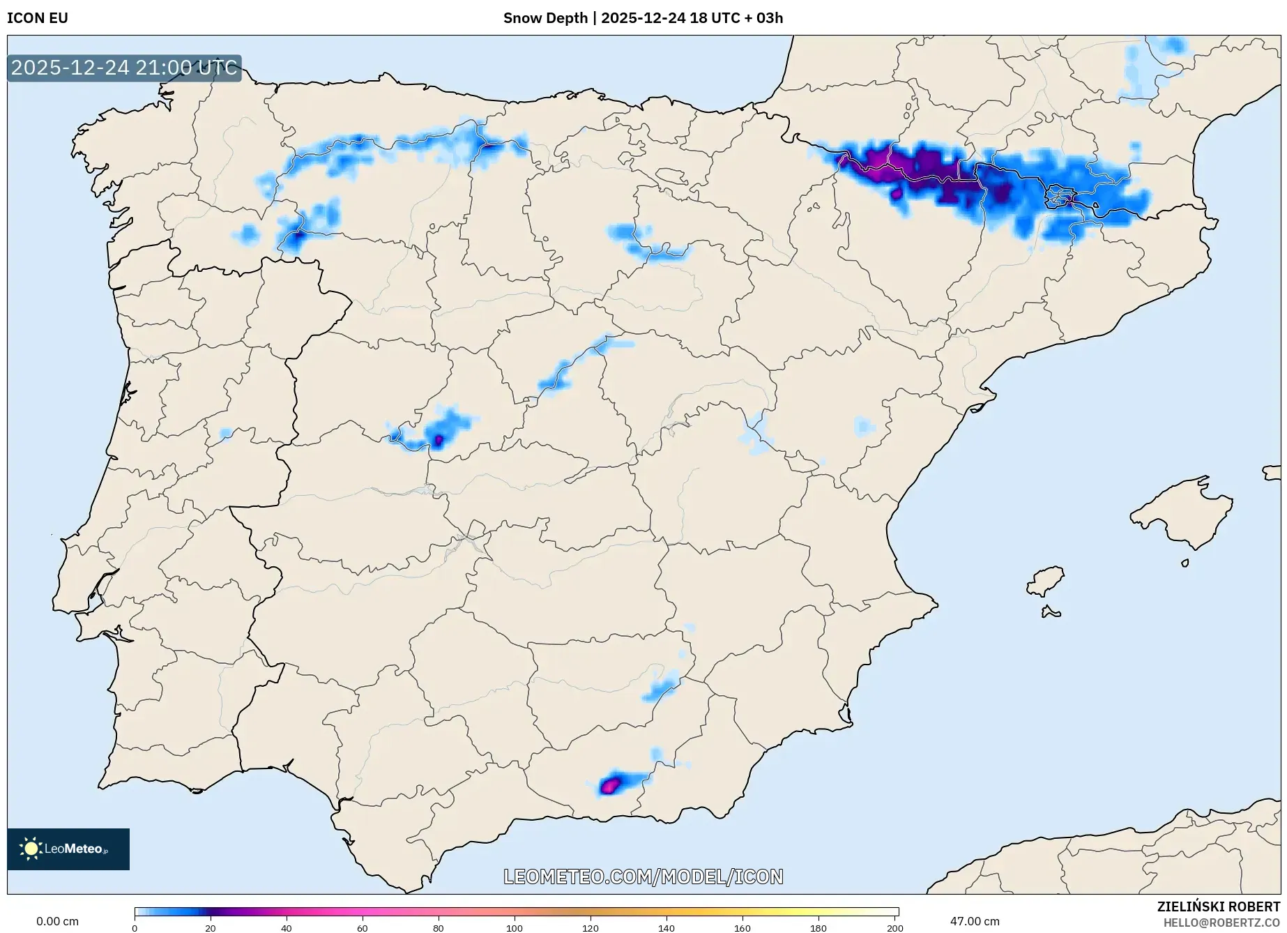 ICON model - Spain, Snow Depth