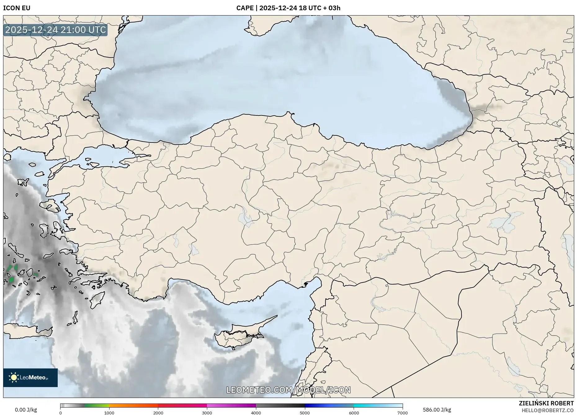 ICON model - Turkey, CAPE