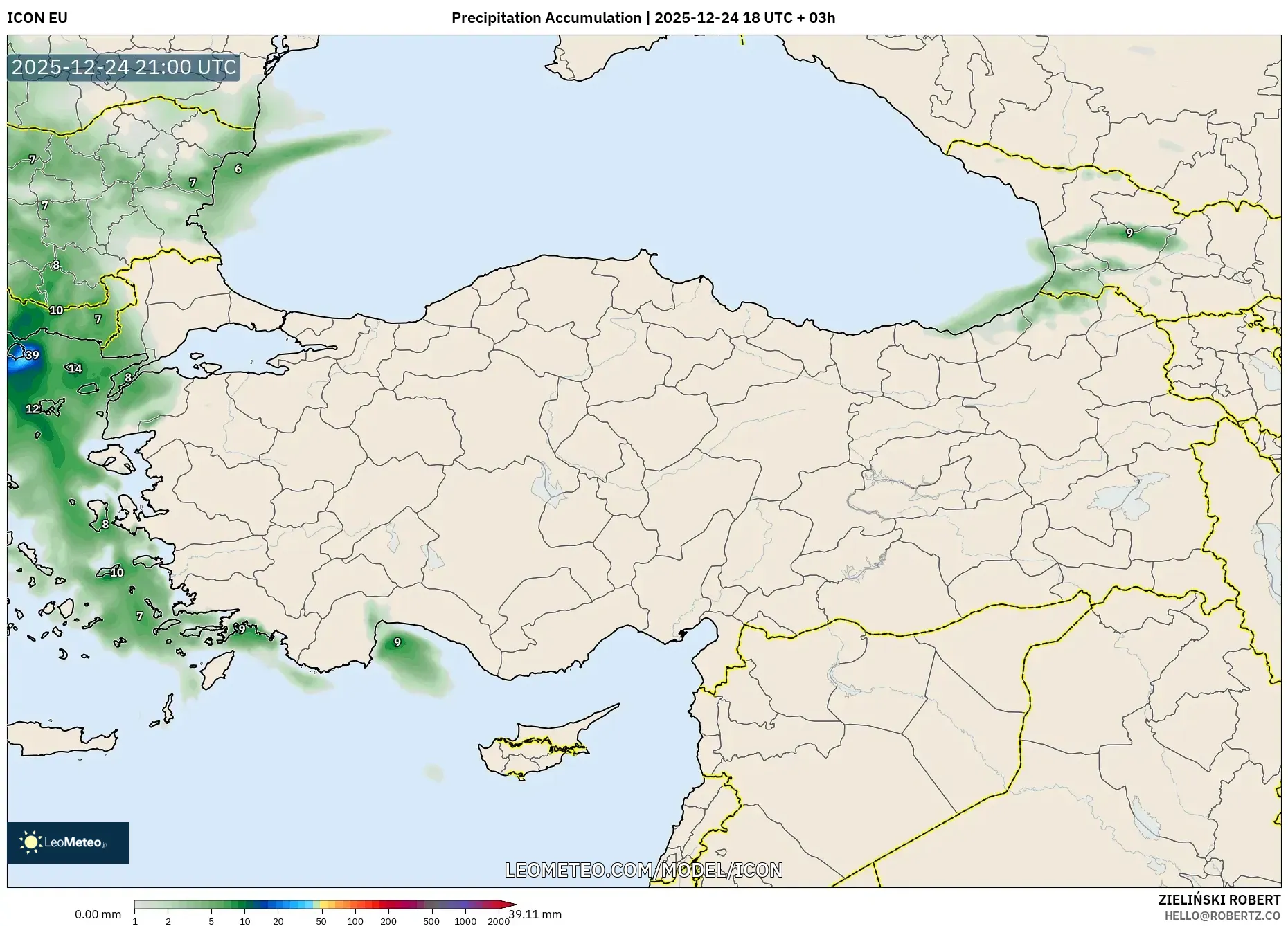 ICON model - Turkey, Precipitation Accumulation