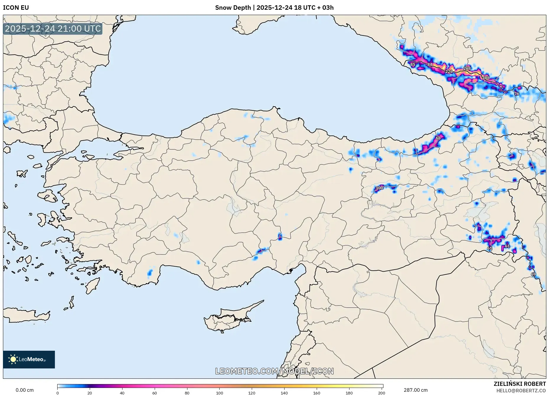 ICON model - Turkey, Snow Depth