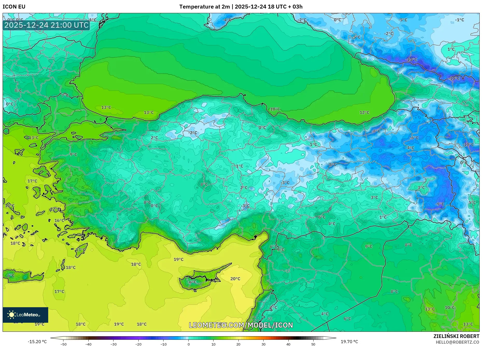 ICON model - Turkey, Temperature at 2m