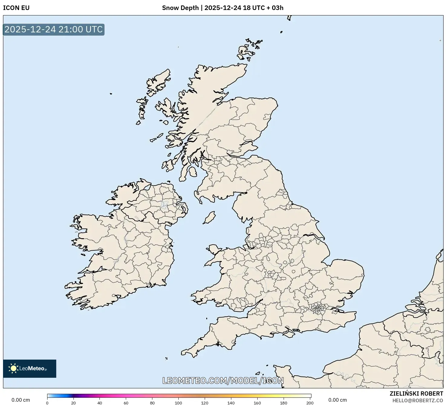 ICON model - United Kingdom, Snow Depth