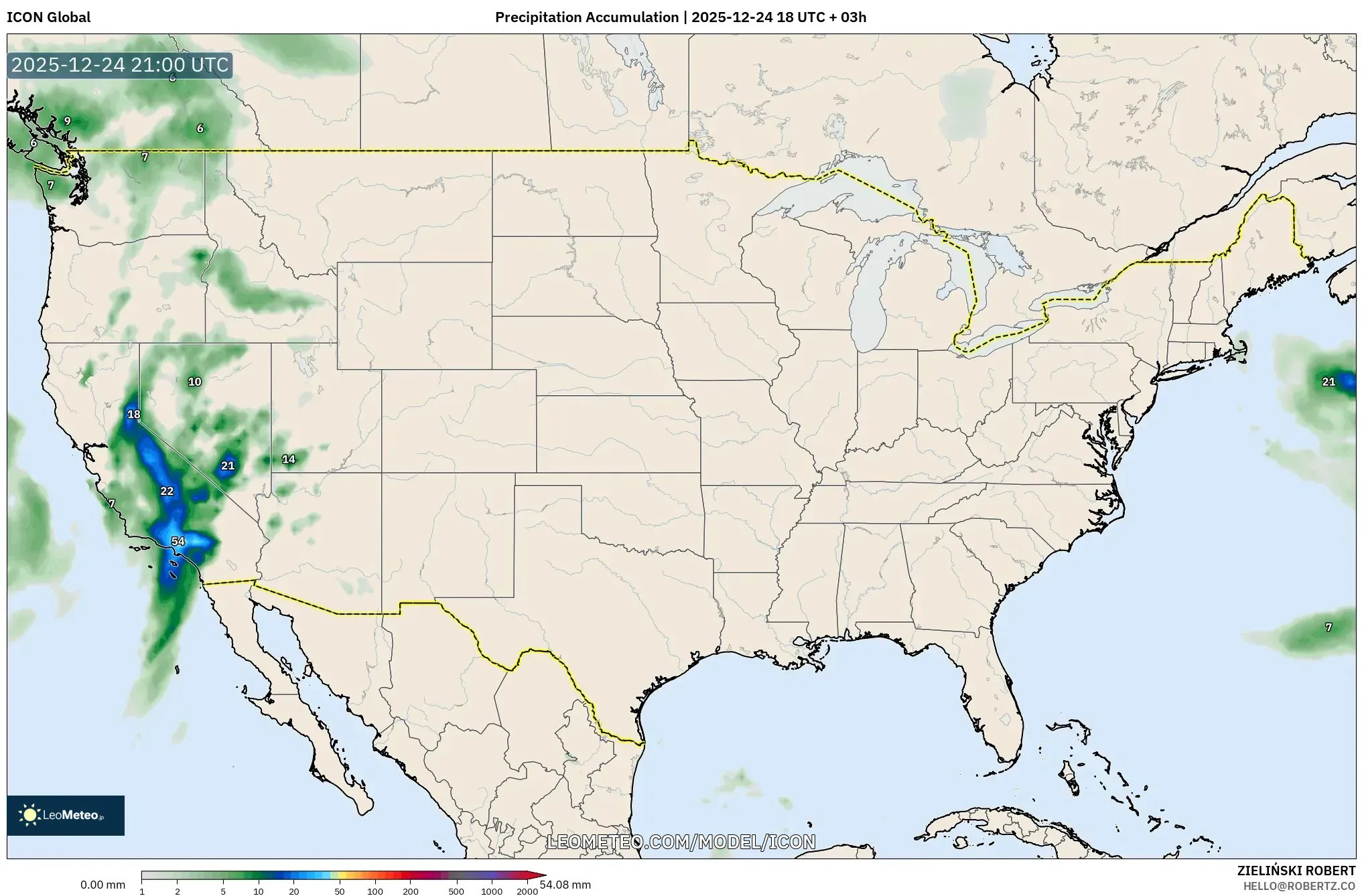 ICON model - United States, Precipitation Accumulation