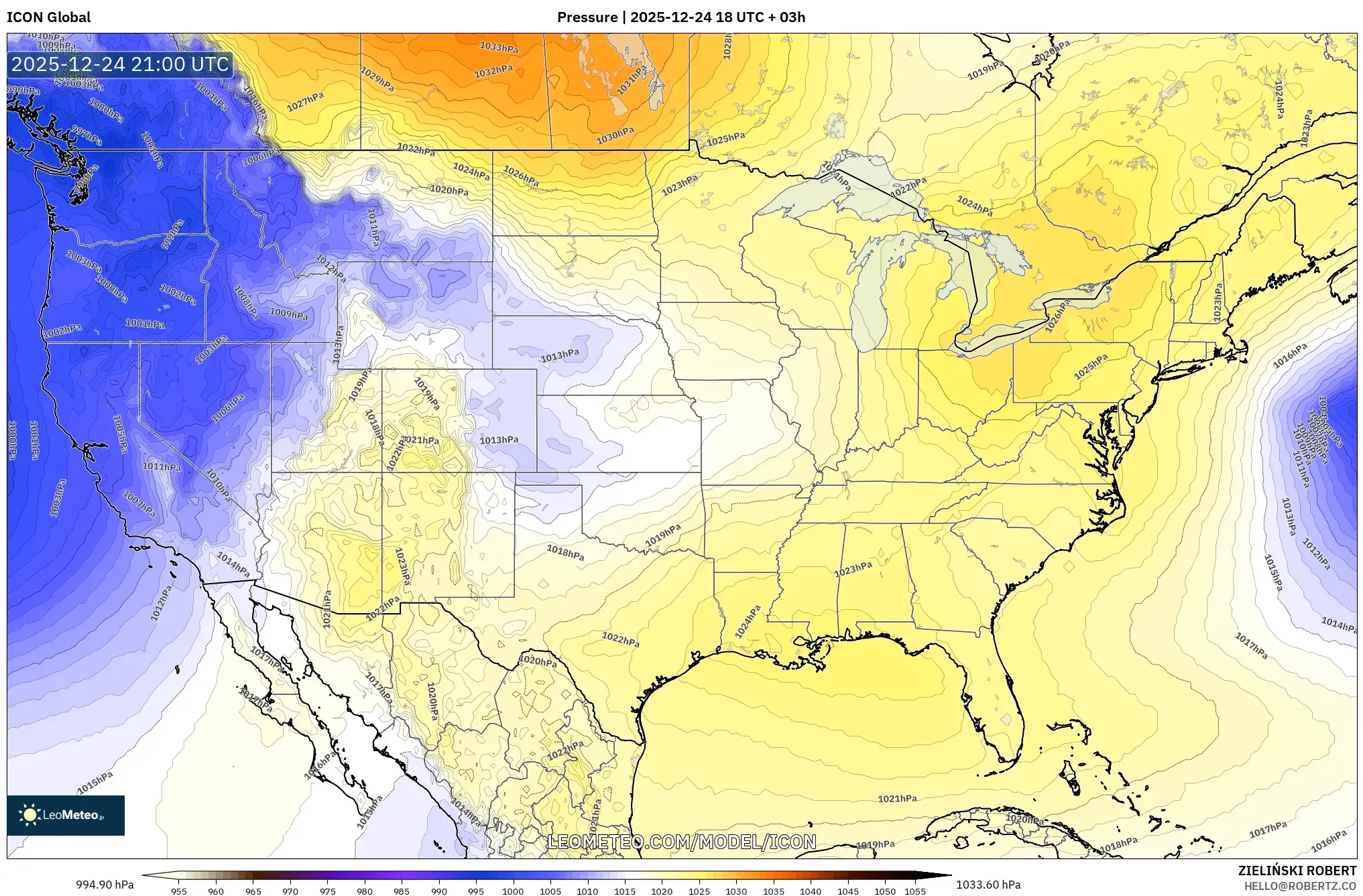 ICON model - United States, Pressure