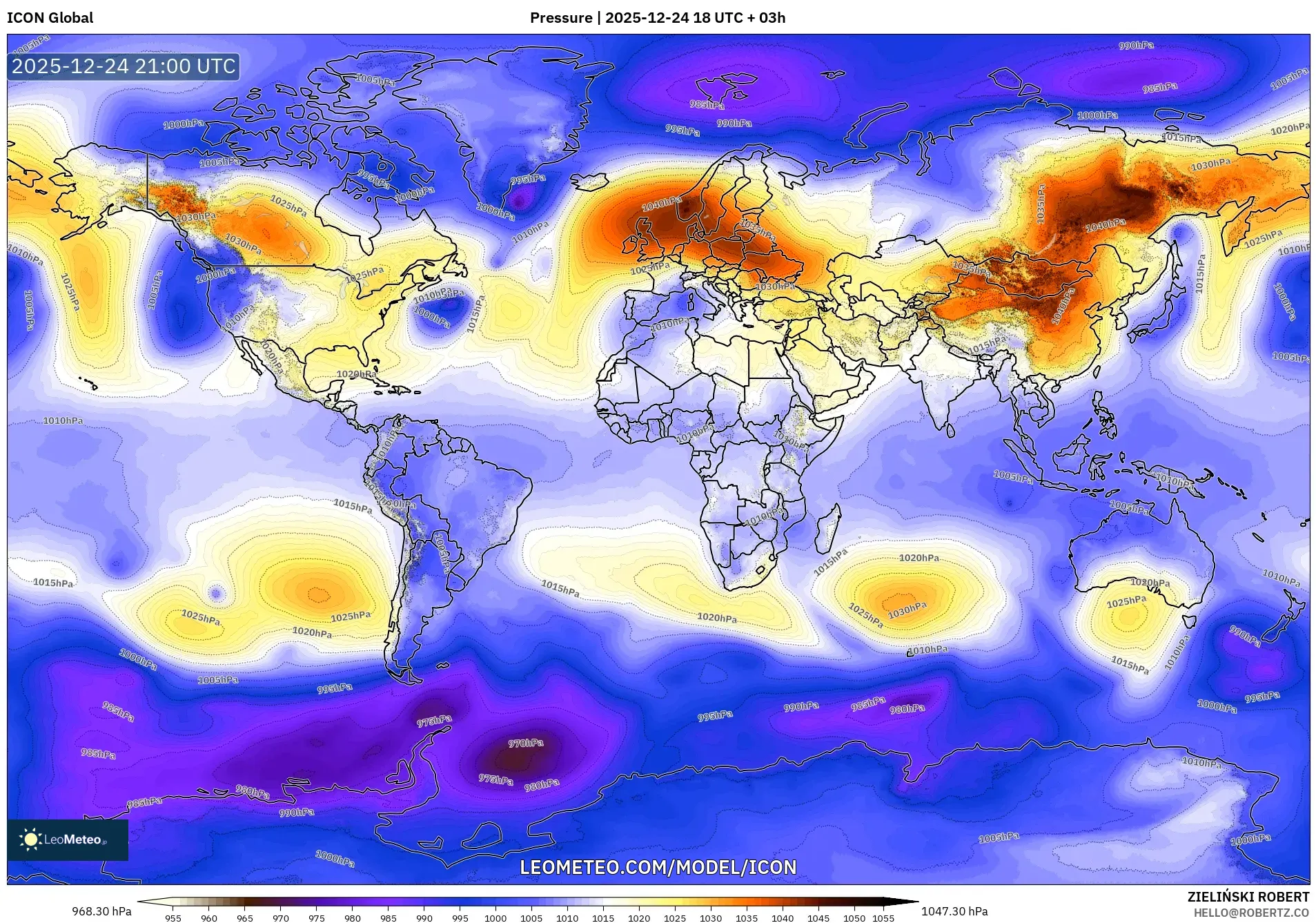 ICON model - World, Pressure