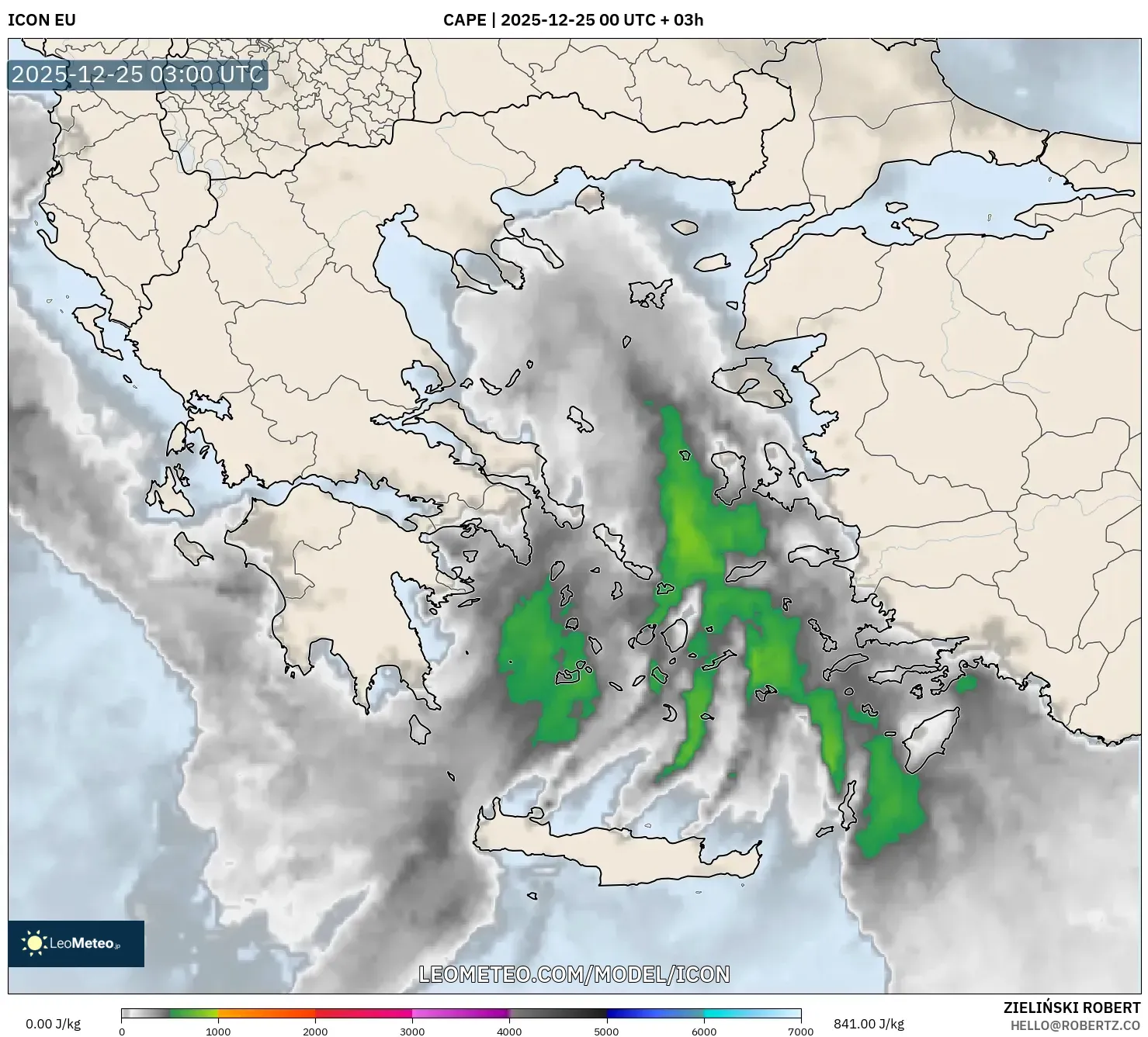 ICON model - Greece, CAPE