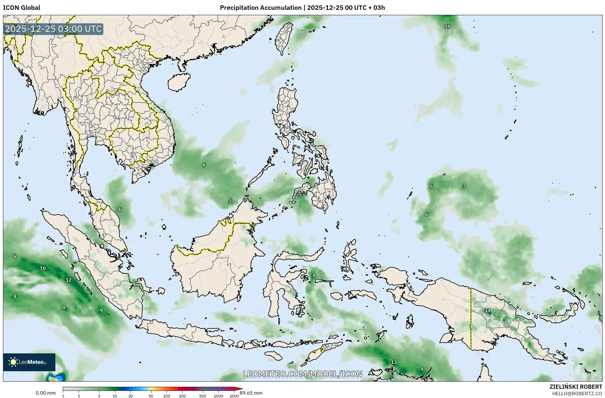 ICON model - South East Asia, Precipitation Accumulation