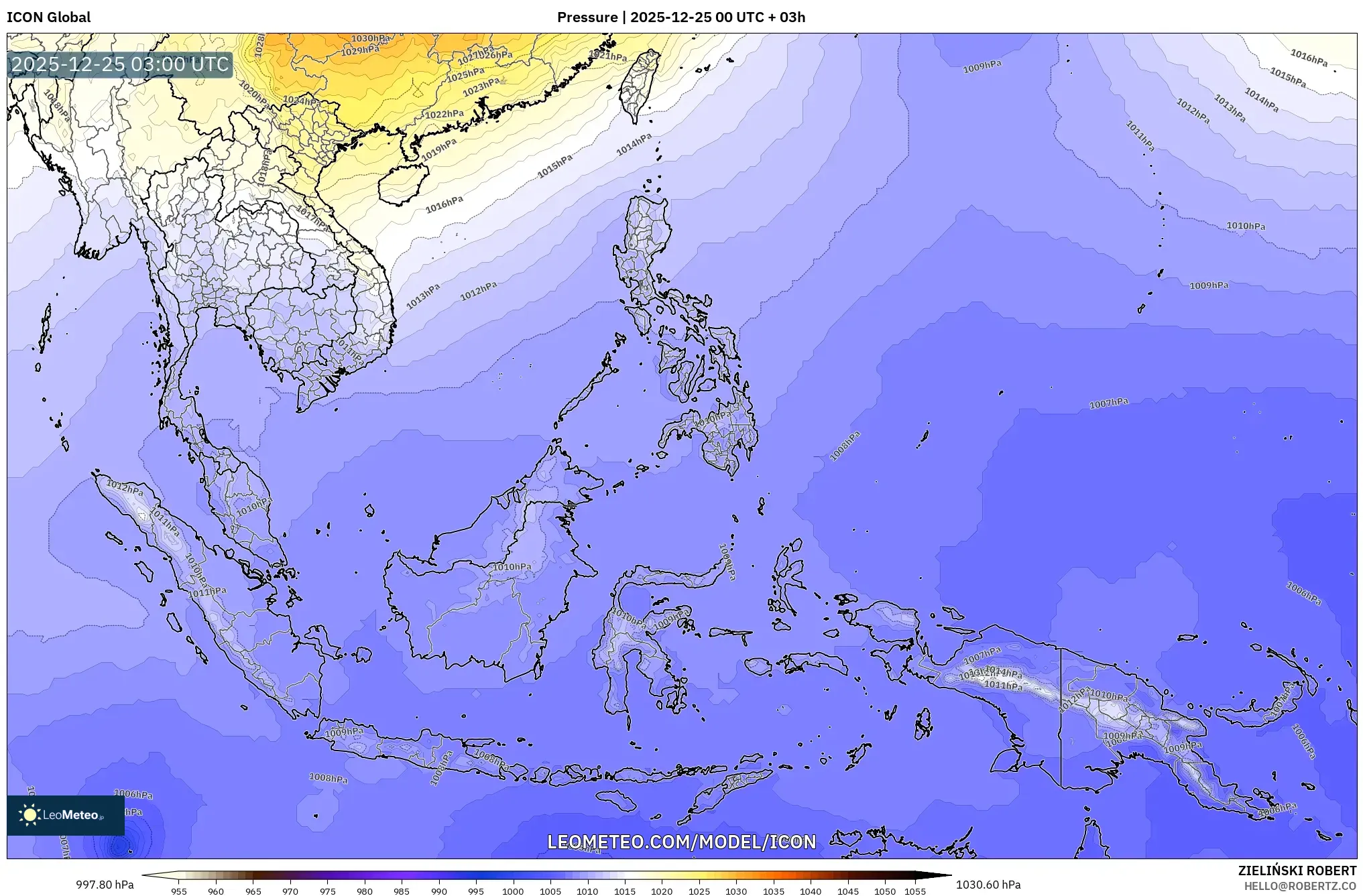 ICON model - South East Asia, Pressure