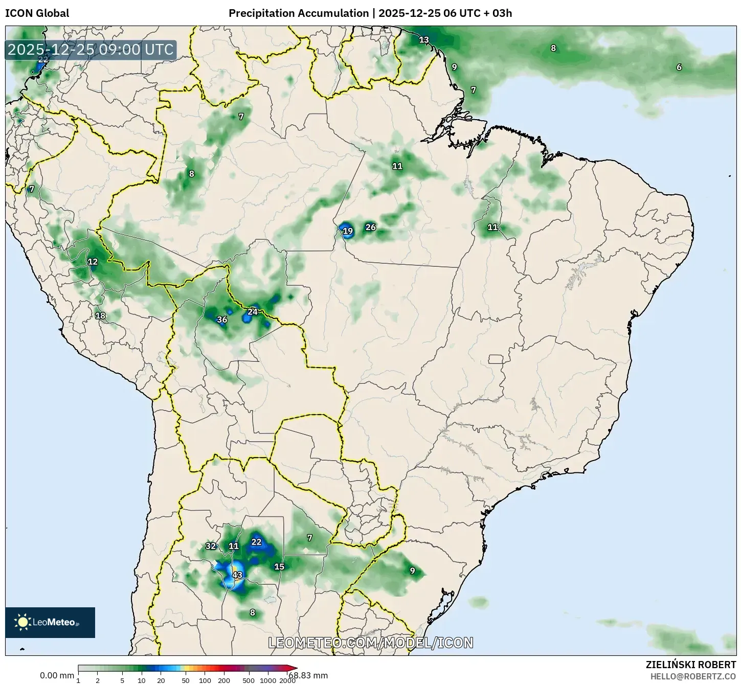 ICON model - Brazil, Precipitation Accumulation