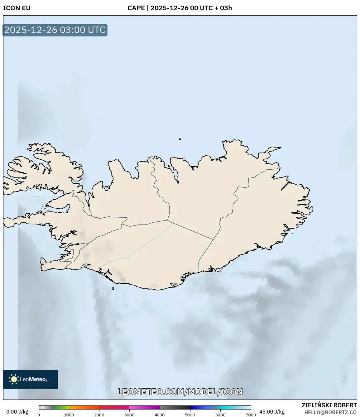 ICON model - Iceland, CAPE