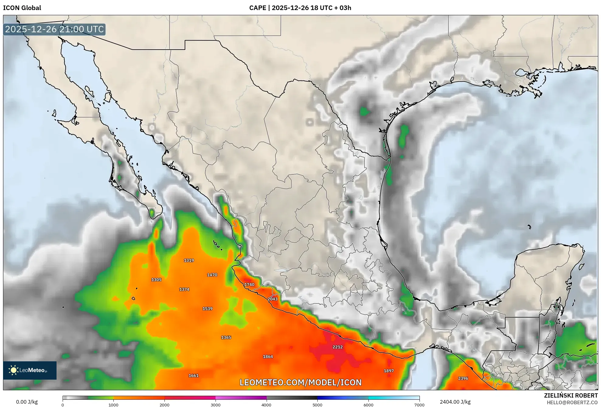 ICON model - Mexico, CAPE